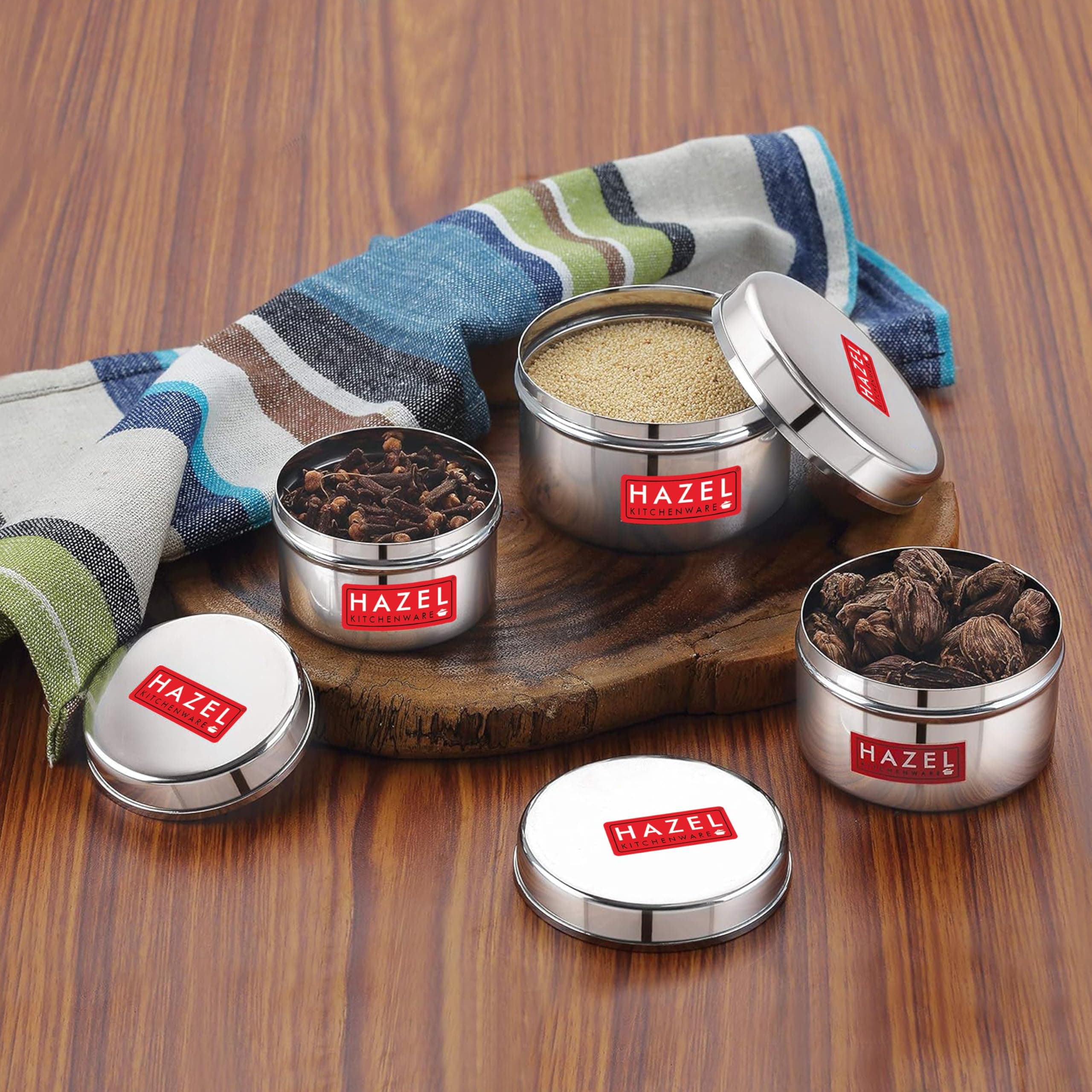 HAZEL ステンレススチール ミニコンテナ ヘビーゲージ プレミアム 気密 Dabbi Dabba 3個セット シルバー