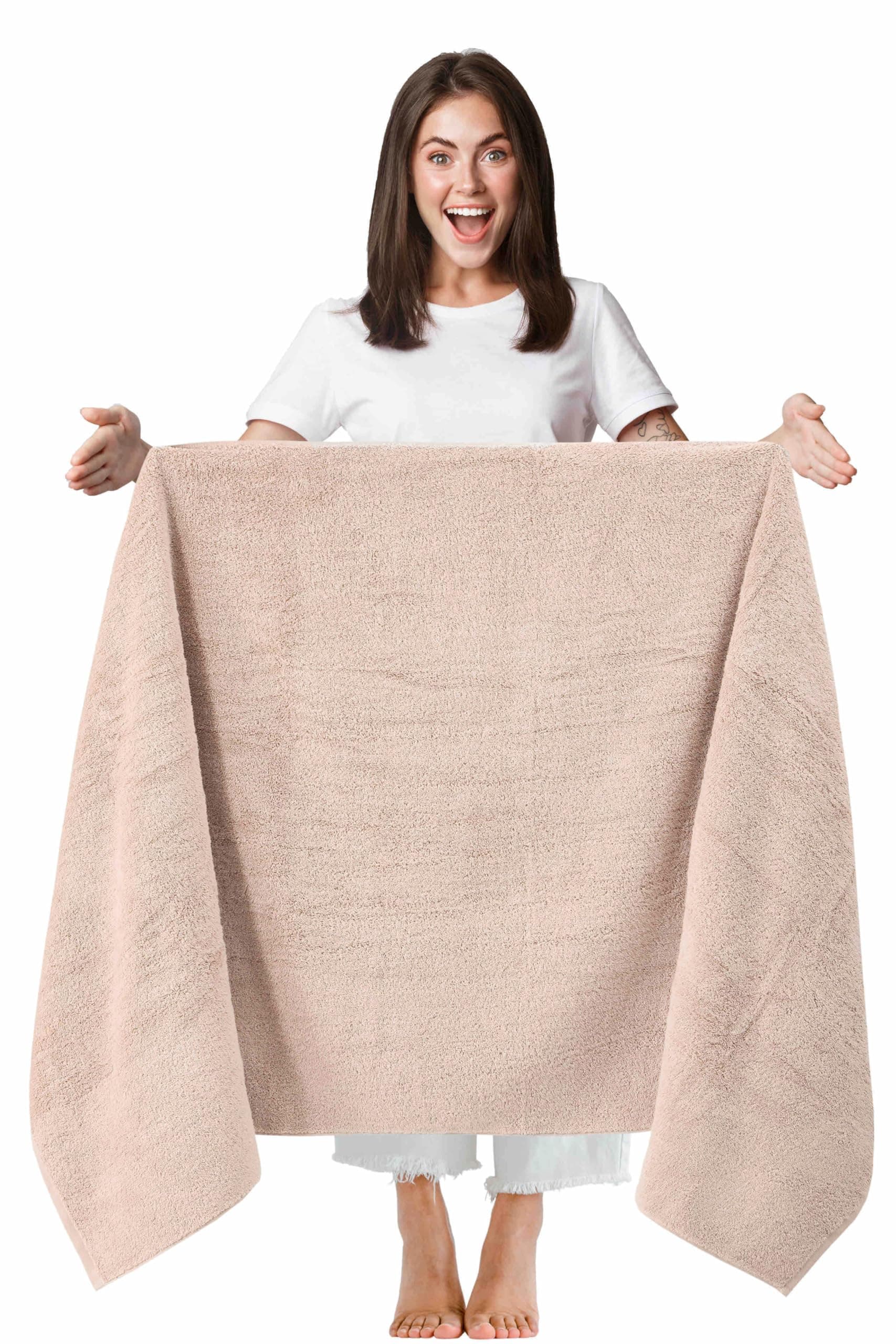 TEXTILOM 100% Turkish Cotton Oversized Luxury Bath Sheets, Jumbo & Extra Large Bath Towels Sheet for Bathroom and Shower with Maximum Softness & Absorbent (40 x 80 inches)- BeigeOEKO-TEX STANDARD 100