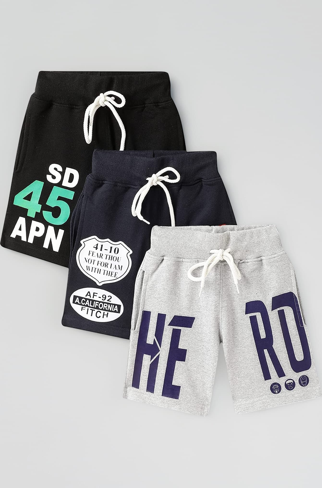 T2F Boys Cotton Printed Shorts with Two Side Pockets (Pack of 3)