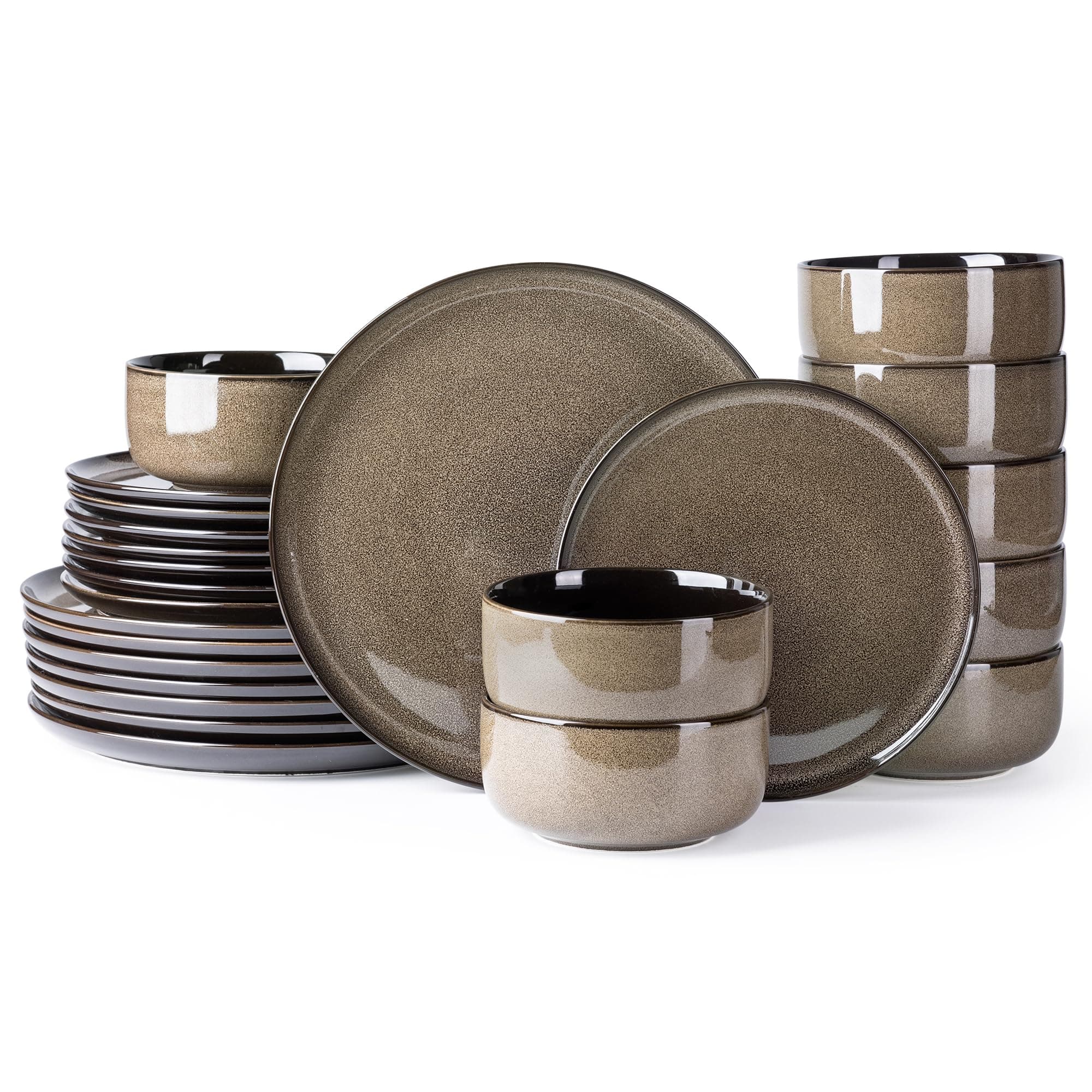 LERATIO Ceramic Dinnerware Sets for 8,Plates and Bowls Sets,Reactive Glaze Dishes Set,Highly Chip and Crack Resistant | Dishwasher & Microwave & Oven Safe Dishes set,Service for 8-Coffee (24pc)