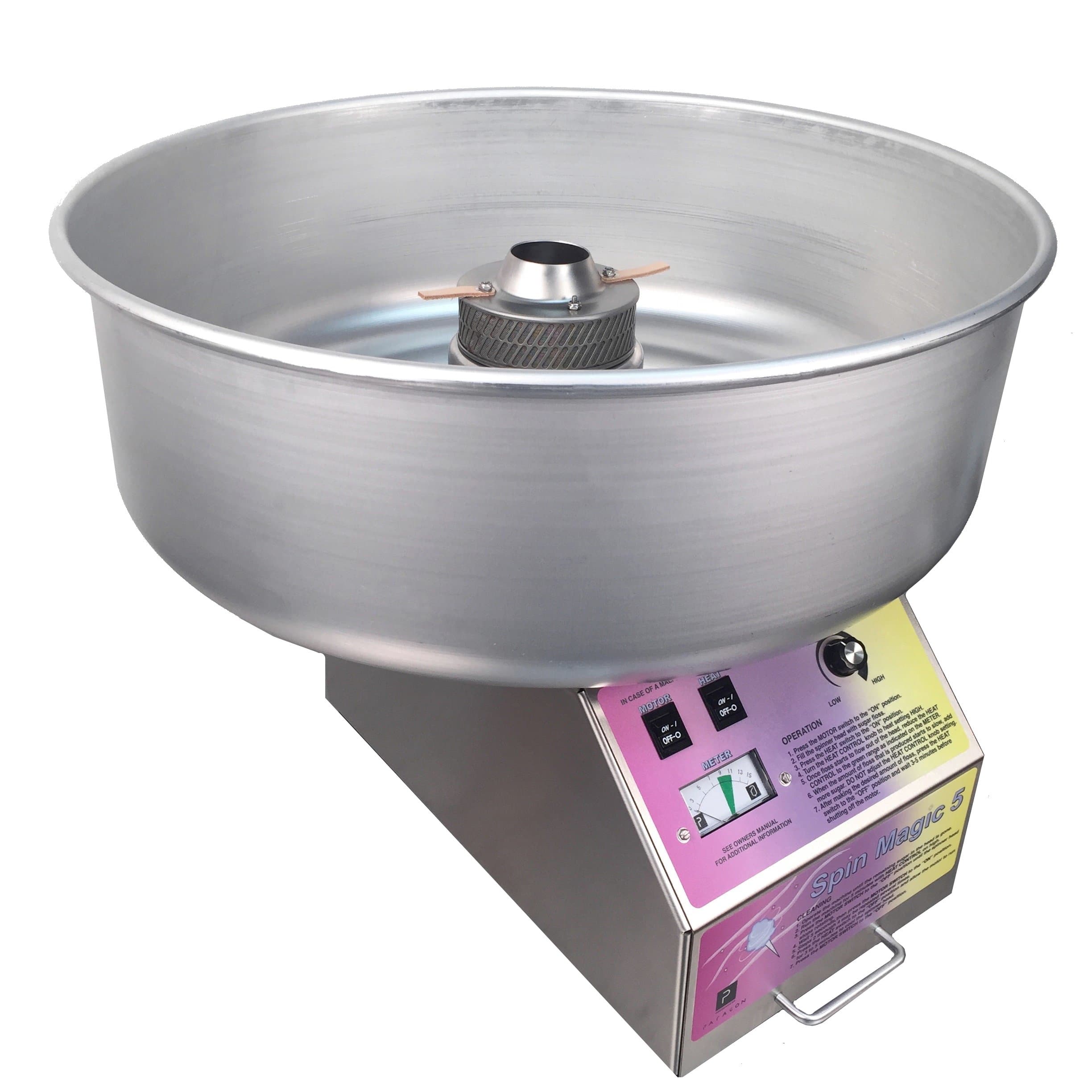 Paragon Spin Magic 5 Cotton Candy Machine with Metal Bowl for Professional Concessionaires Requiring Commercial Quality & Construction