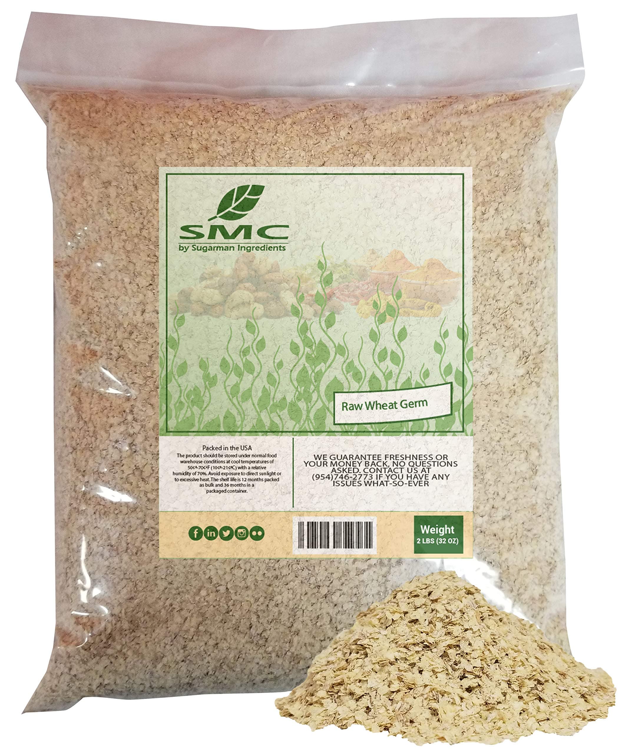 RAW UnCooked Wheat Germ 2 Pounds Bulk Bag-32 OZ Heat Sealed for Freshness