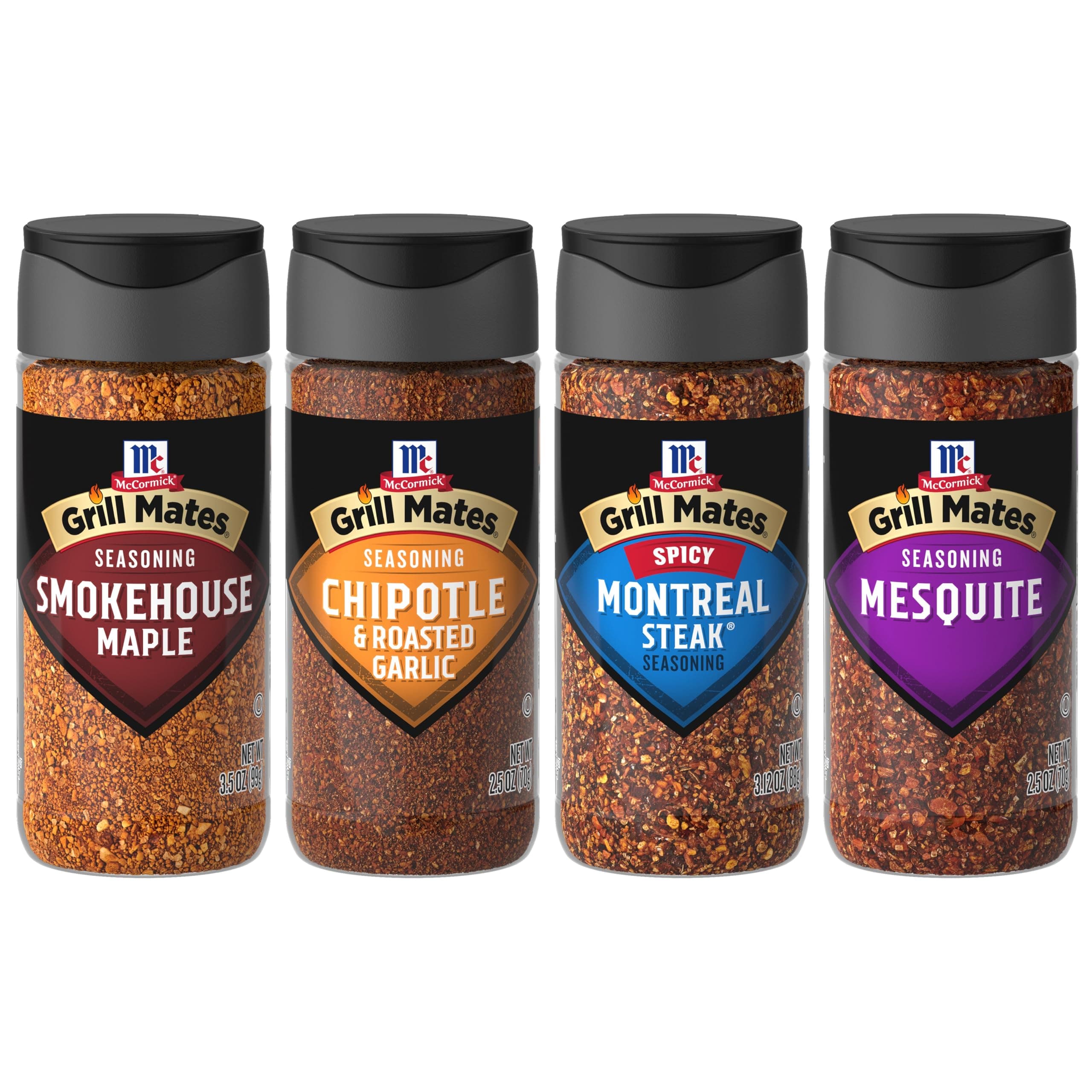 Grill Mates Unique Blends Grilling Variety Pack (Chipotle & Roasted Garlic, Mesquite, Spicy Montreal Steak, Smokehouse Maple), 4 Count