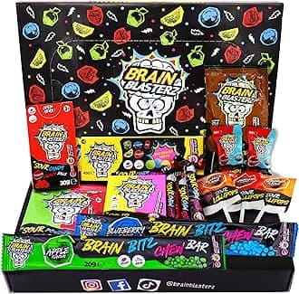 Brain Blasterz Sour Candy Snack Box – 15 Piece Sour Candy Variety Pack, Individual Wrapped Lollipops, Hard Candy, Chewy Candies & Sour Powder – Fun Gift for Easter, Halloween, Christmas & Birthdays