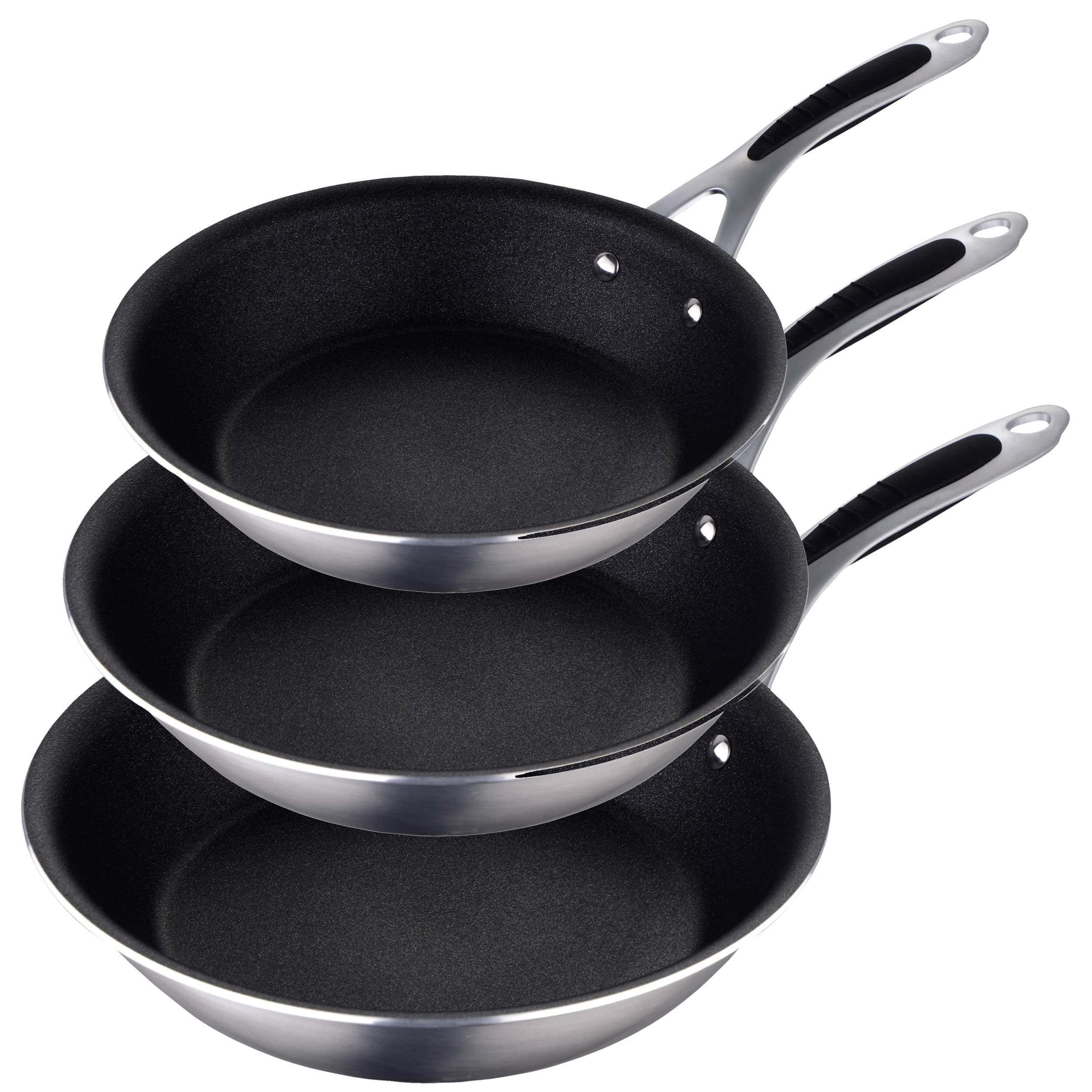 Masterpro PK1276 Gravity Frying Pan Set 20/24/28 cm Pressed Aluminium, Induction