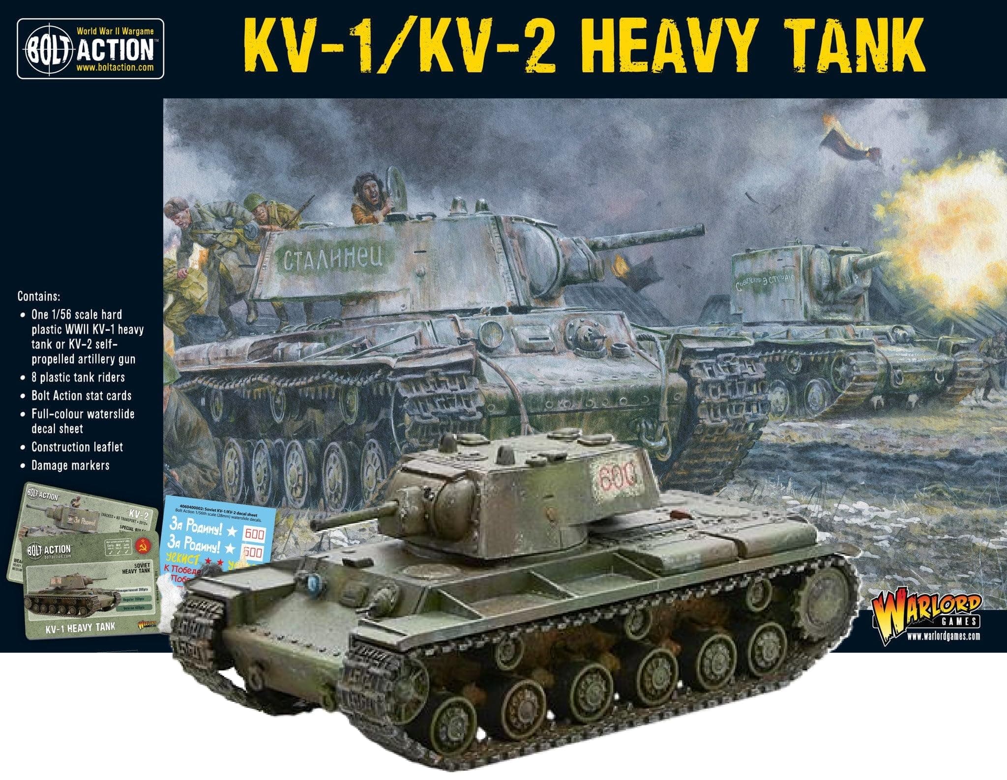 Warlord Bolt Action Soviet KV1/2 Heavy Tank 1:56 WWII Military Wargaming Plastic Model Kit, Small