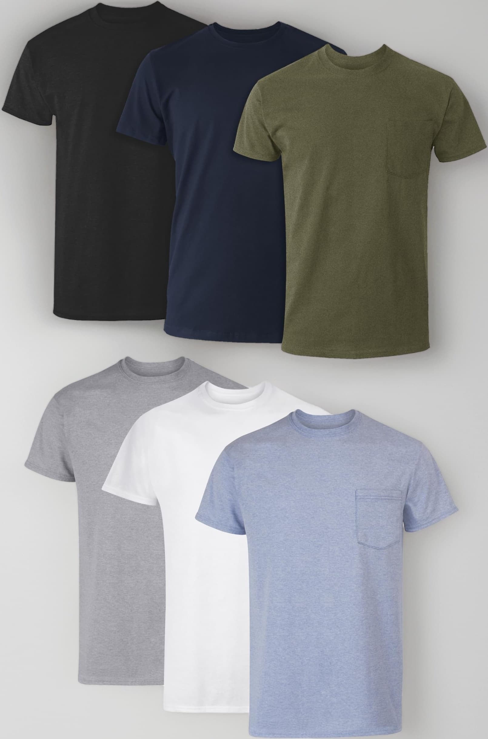 Hanes Men’s Pocket Undershirt Pack, Cotton Crew Neck T-Shirt, Moisture Wicking Tee, Assorted 6-Pack
