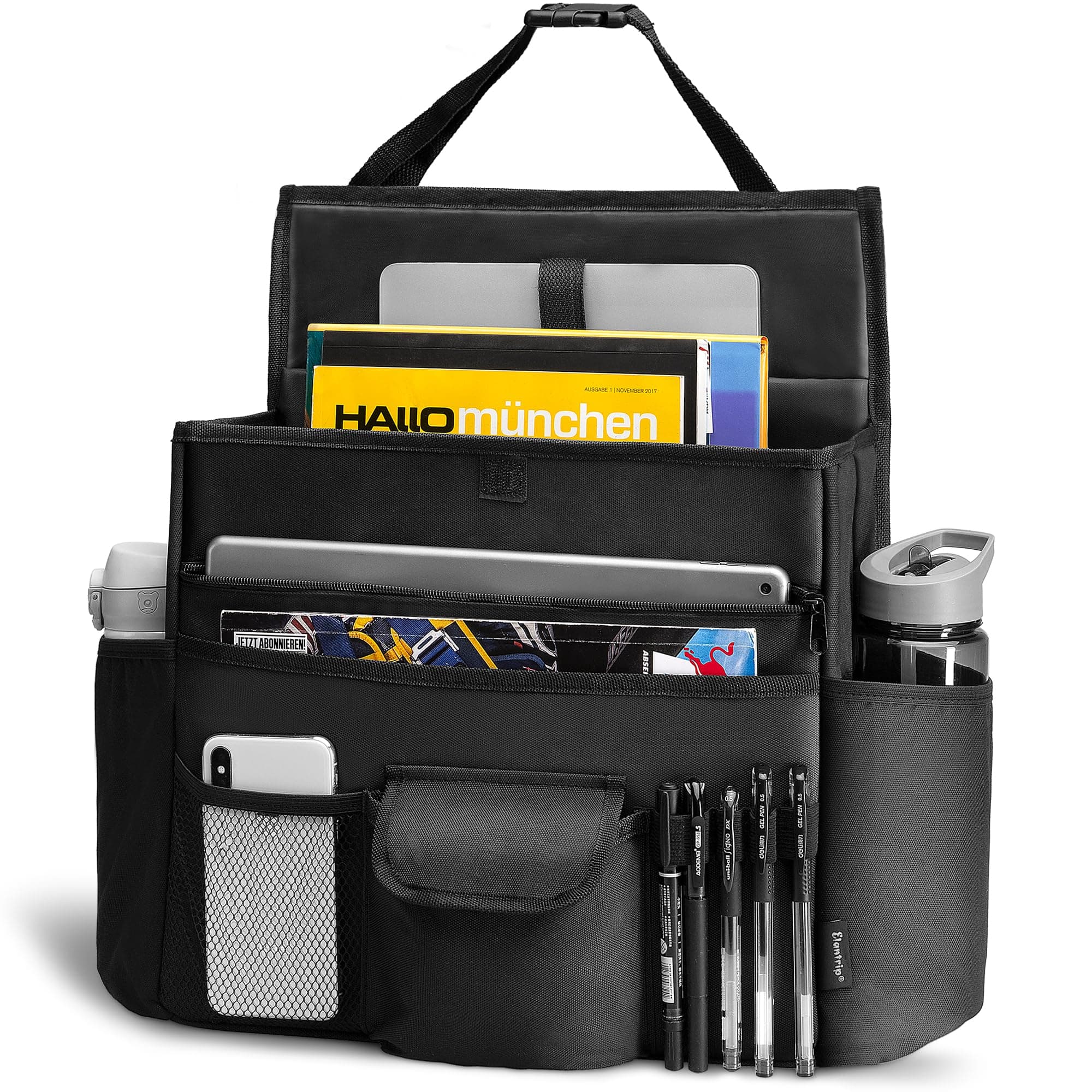 Elantrip Car Front Seat Organizer, Back Seat Storage with Adjustable Straps Truck Seat Organizers for Delivery Drive, Office File, Passenger Seat