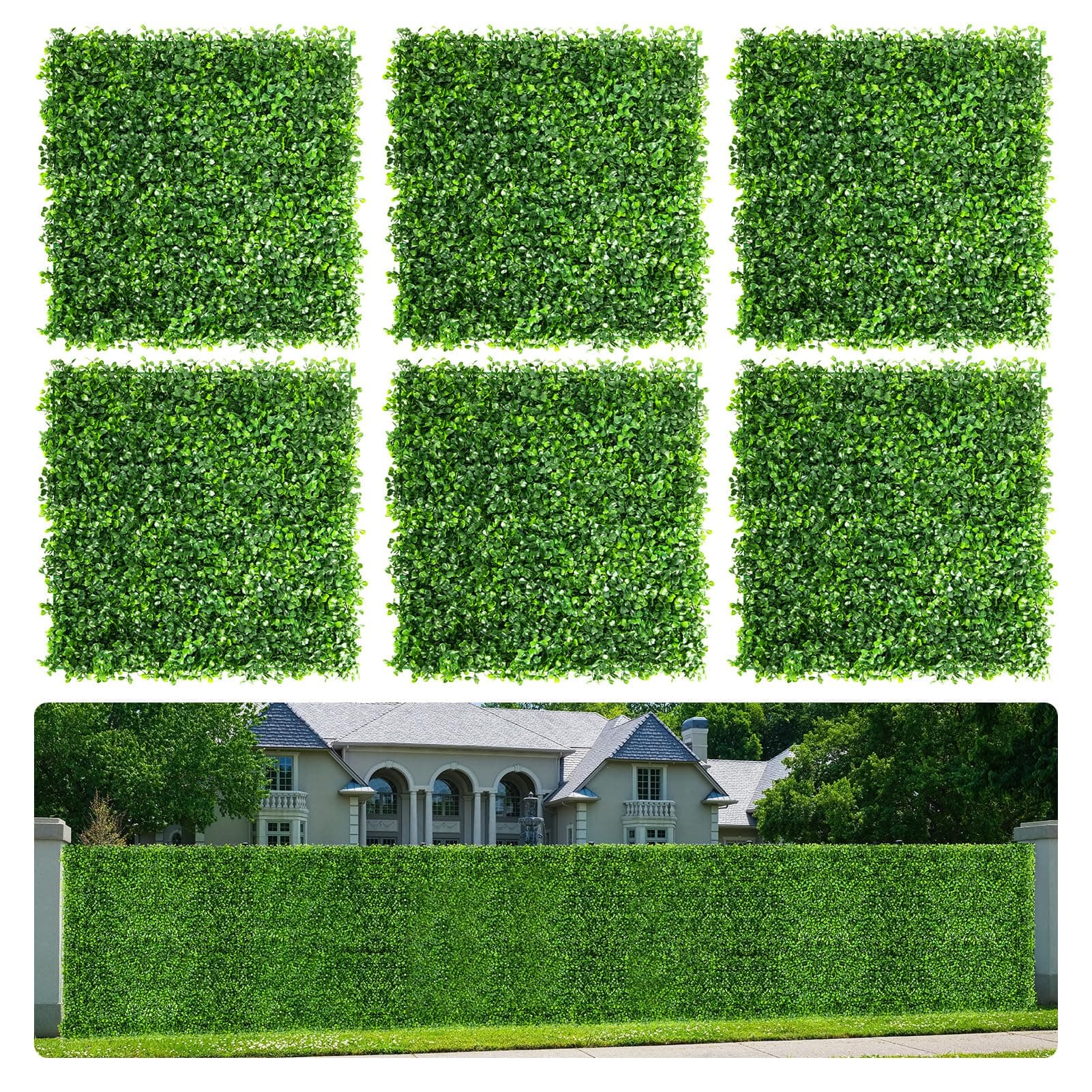 Aboofx Grass Wall 10 Pack 10"x10" Artificial Grass Wall Panels, Greenery Wall Faux Wall Artificial Green Wall, Grass Decor Outdoor Boxwood Backdrop for Garden Yard Fence Wall Background Decoration