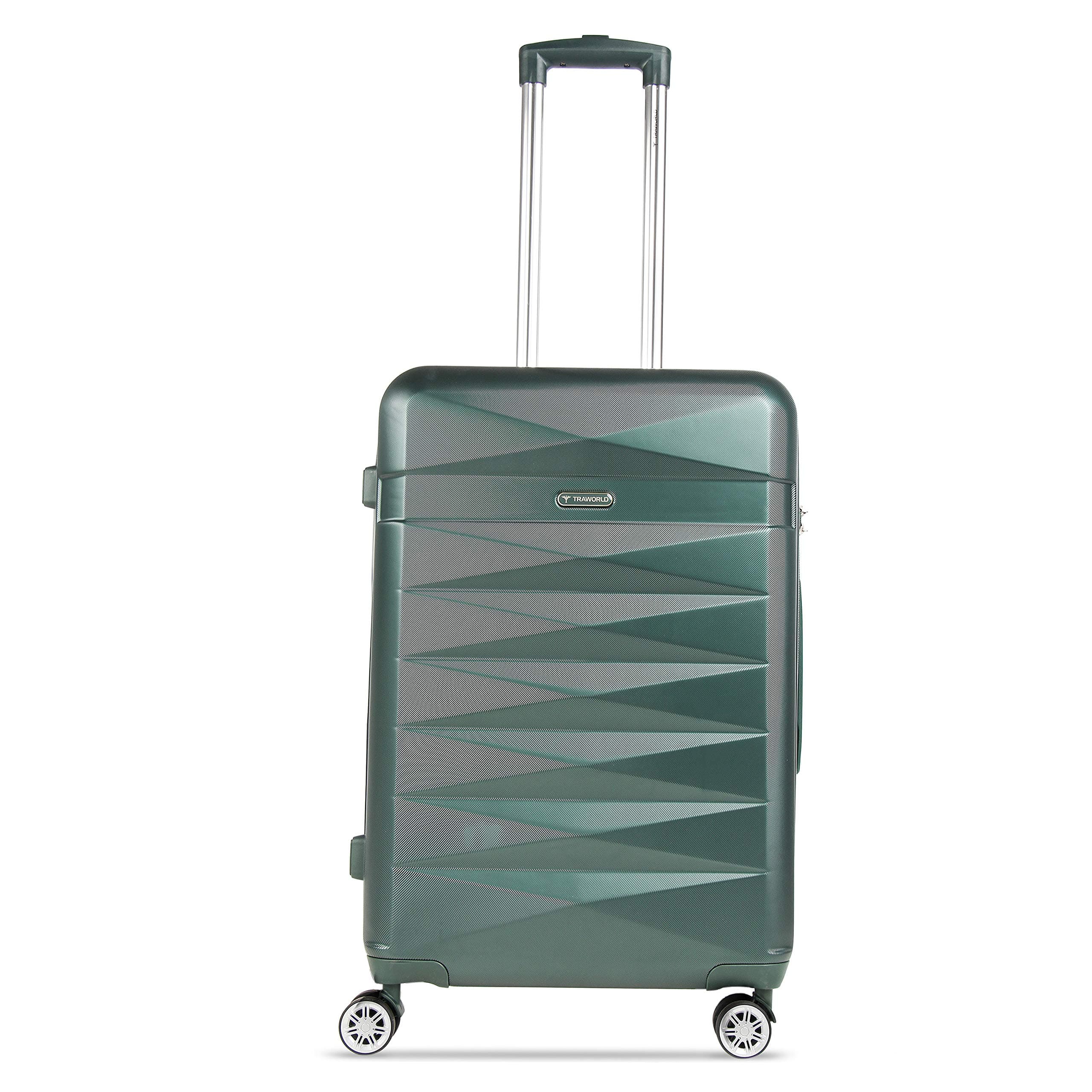 Traworld Robust Premium ABS Polycarbonate 28 Inch / 71.1 cm Olive Hardside 8 Wheels Spinner Check-in Travel Trolley Luggage Suitcase with TSA Lock