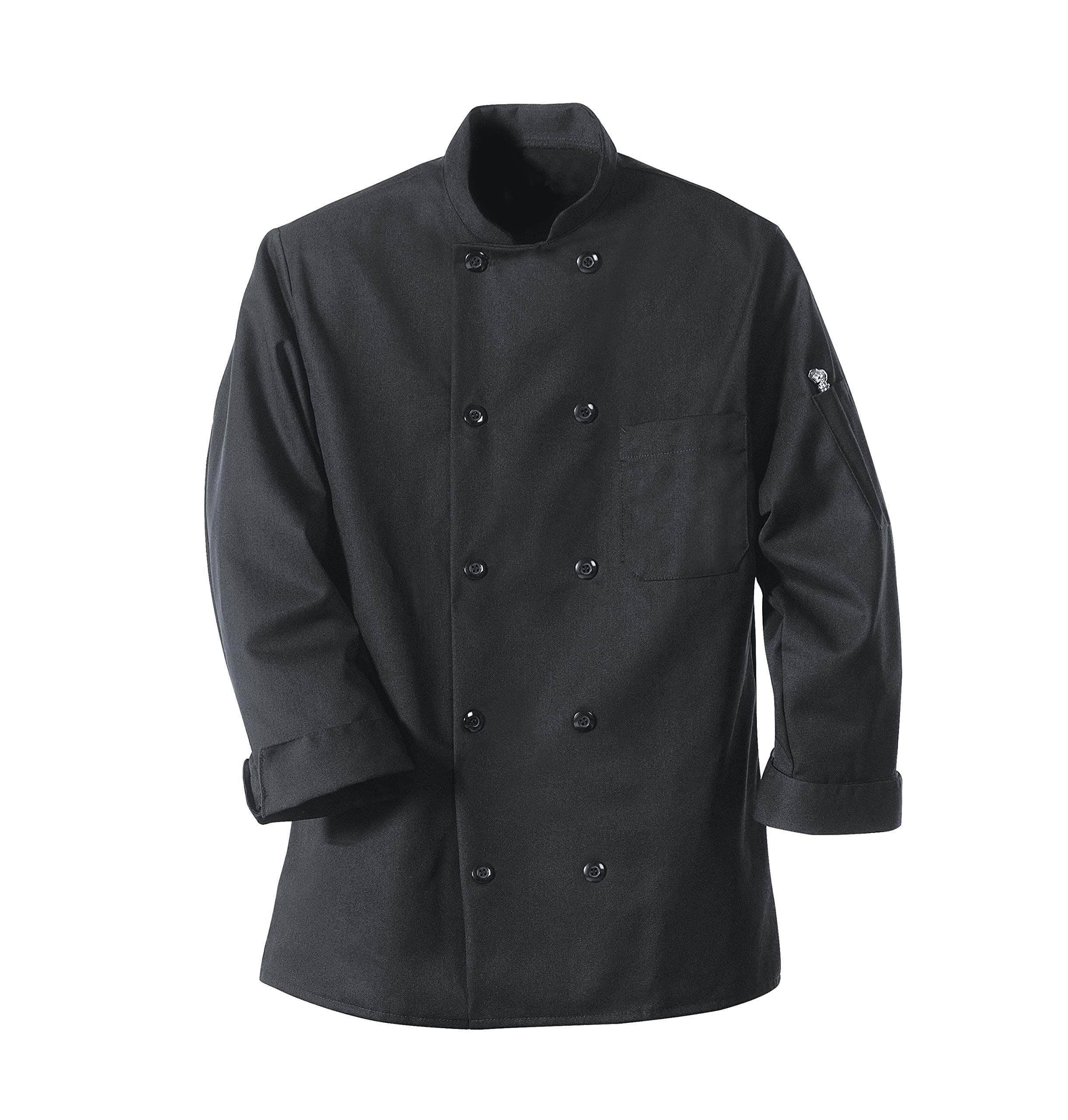 Chef Designs Men's Rk Spun Poly Black Chef Coat