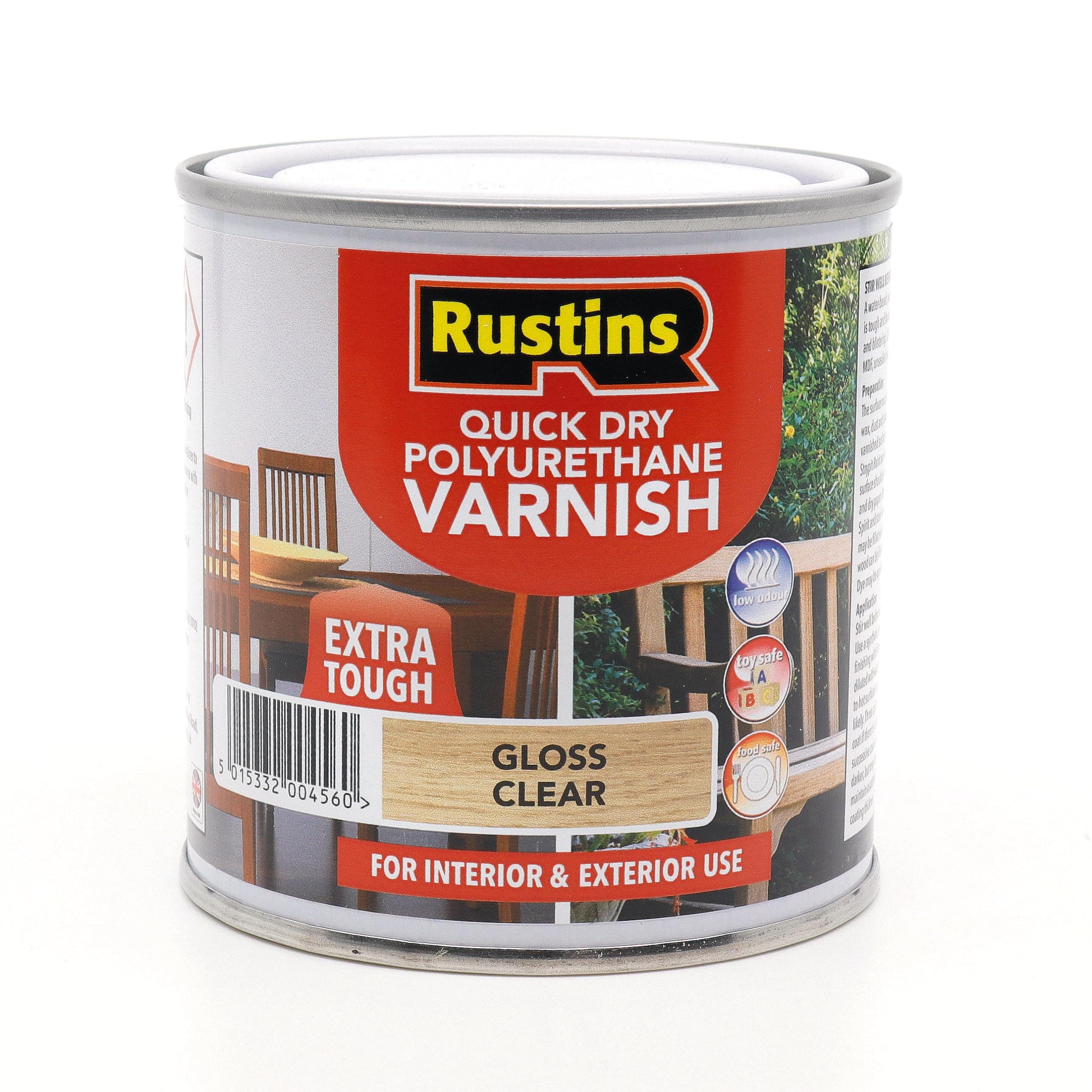 Rustins Quick Dry Polyurethane Varnish Gloss Clear 250ml