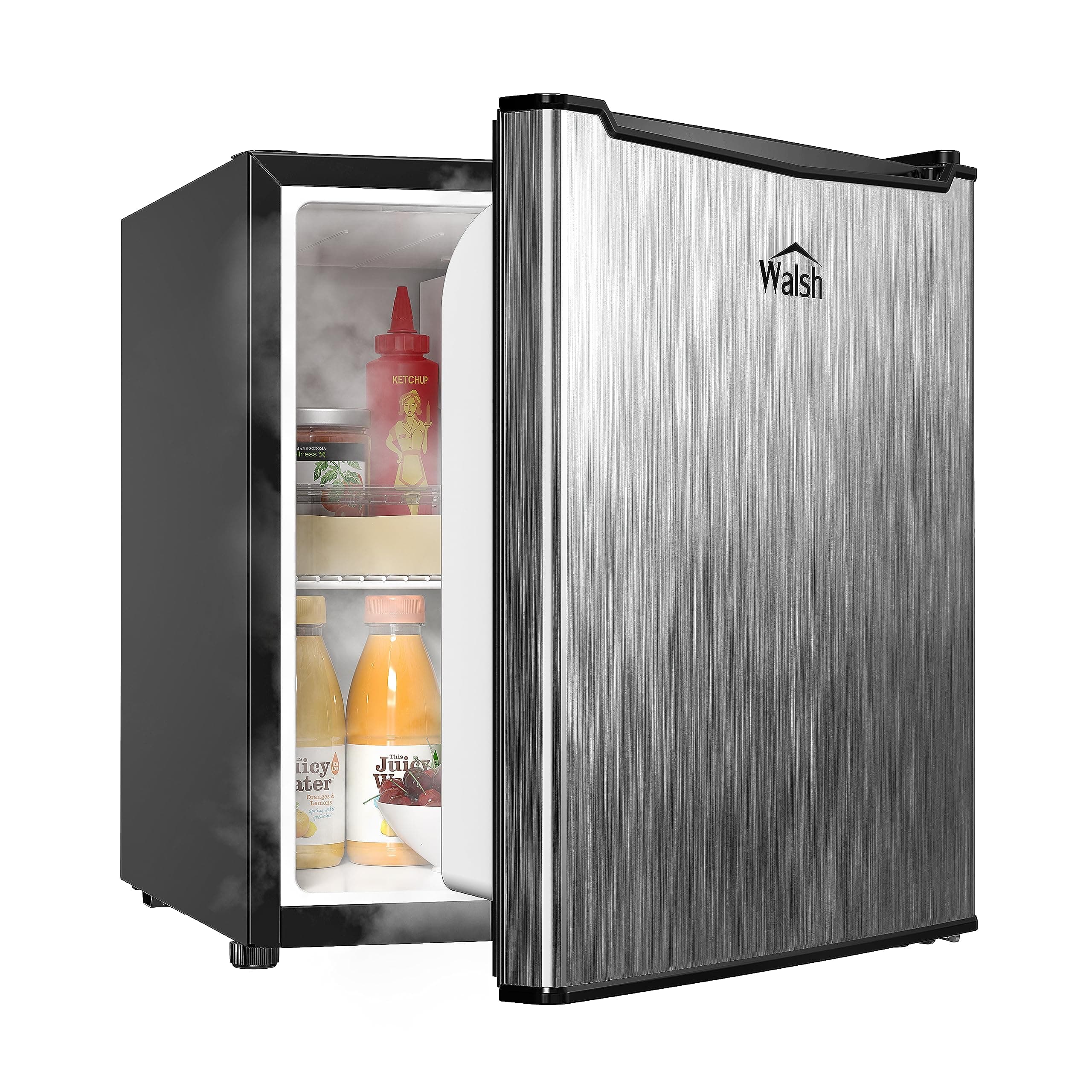 Compact Refrigerator, 1.7 Cu.Ft, Stainless Steel Look, Reversible Door, Energy Efficient
