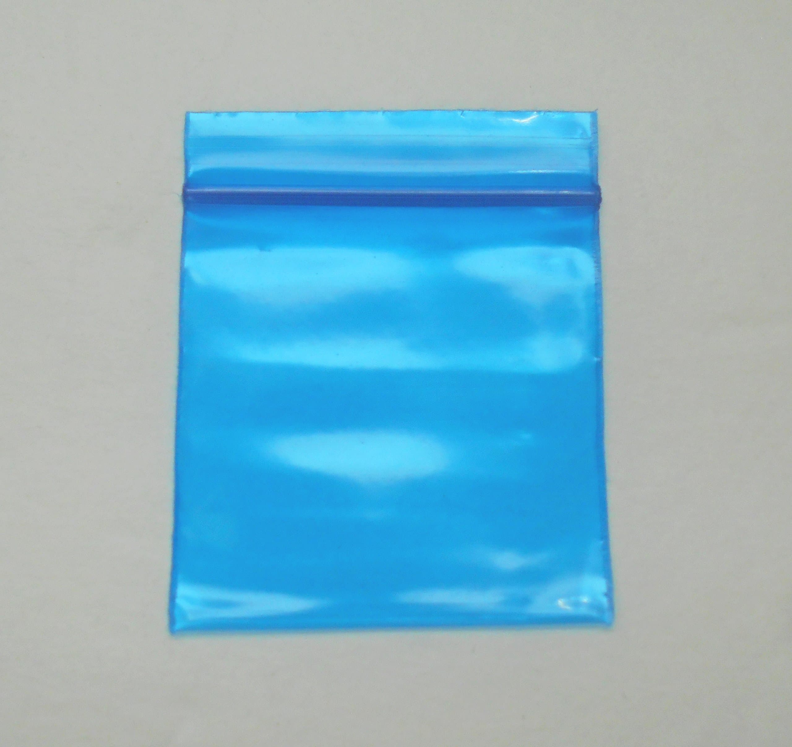 Mini Poly Bags (1.5"x1.5") Small Plastic Baggies, Thick 2mil, (1515) Tiny Resealable Dime Bag (100, Blue)