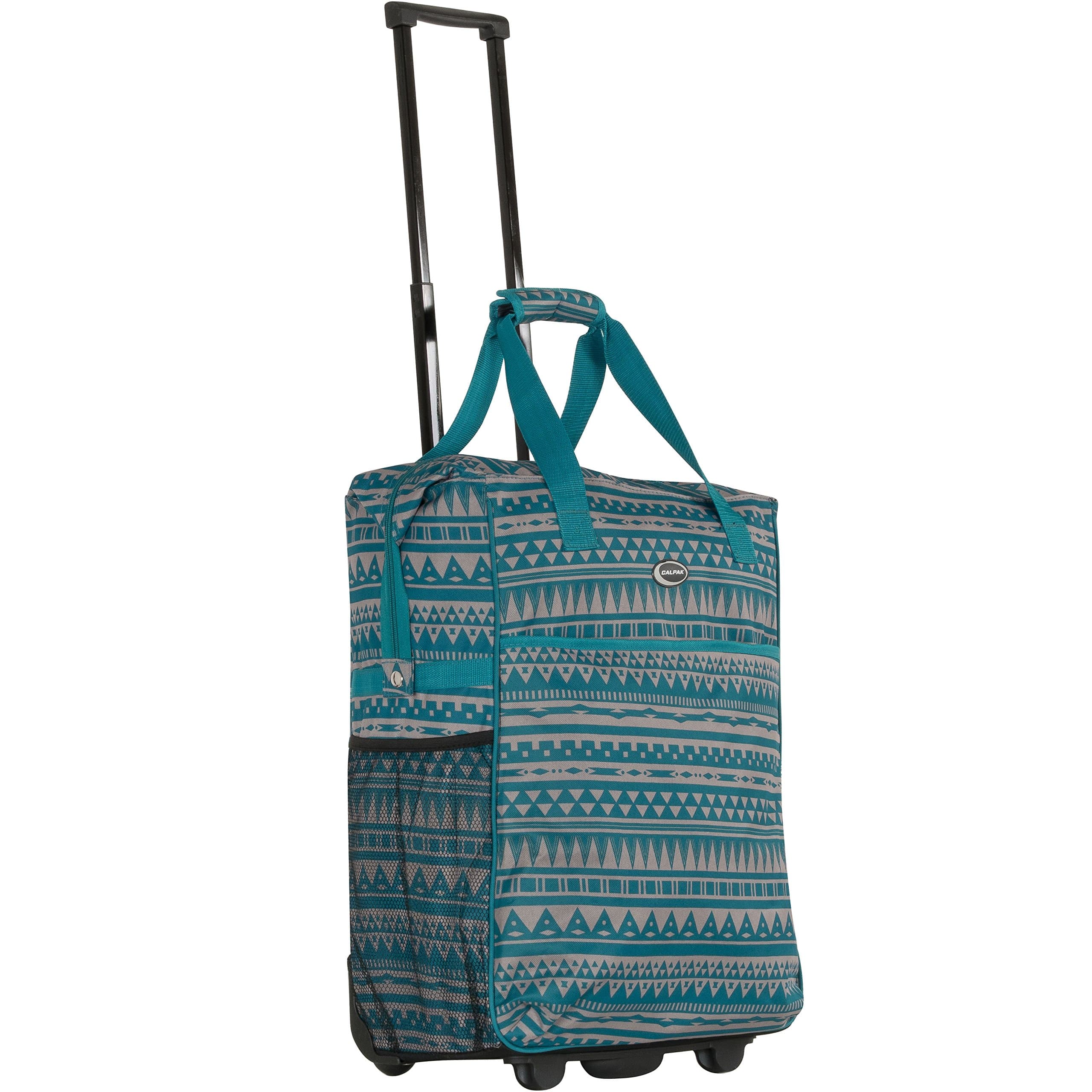 Big Eazy Bright Check 20-inch Rolling Shopping Tote Bag,Blue Rivera,One Size