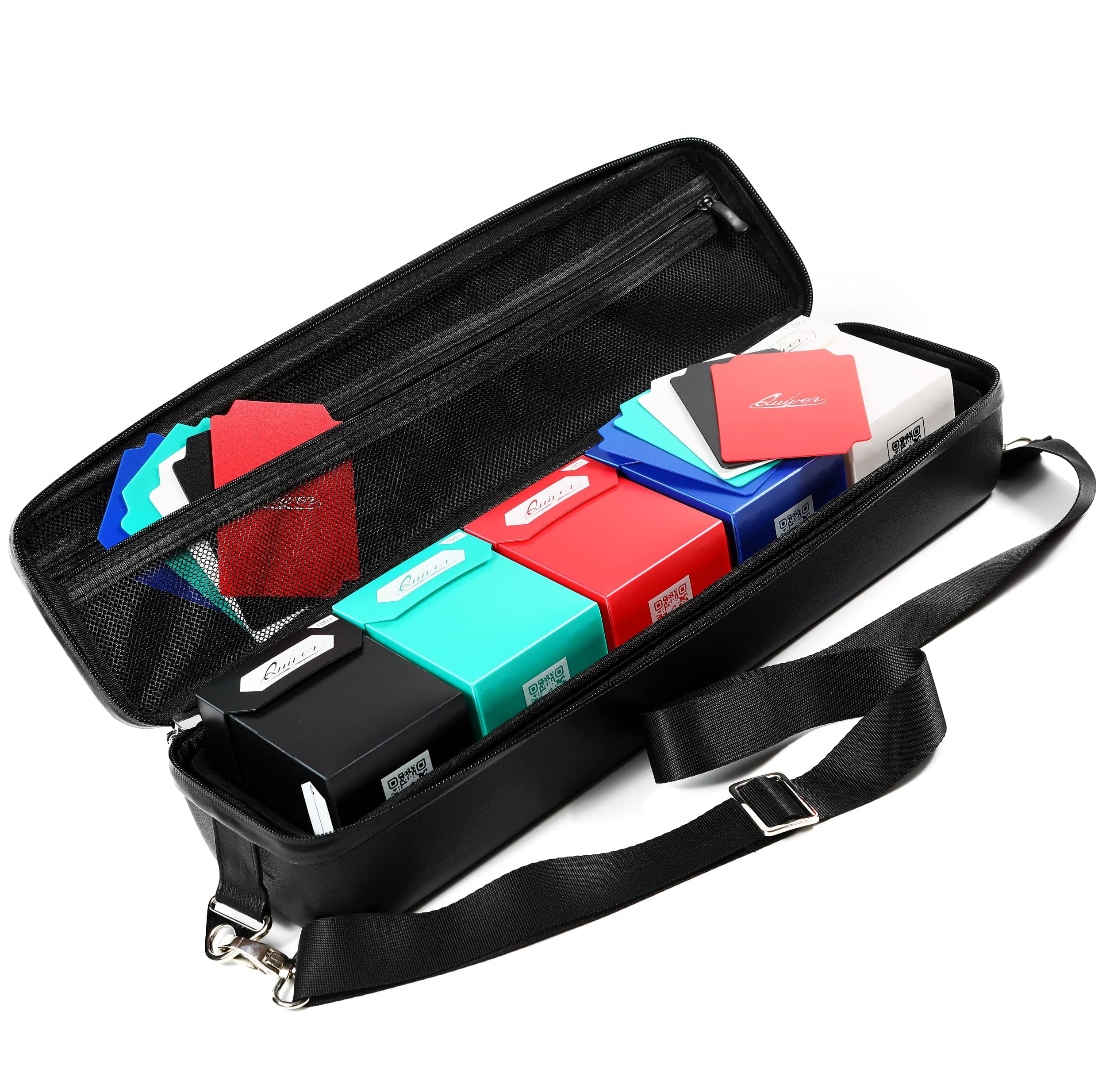 Quiver Time Bundle: 1x Black Quiver Card Case + 5X Deck Blocks 100+ for MTG, PM TCG, KeyForge, Dragon Ball Z, Netrunner, Legendary etc.