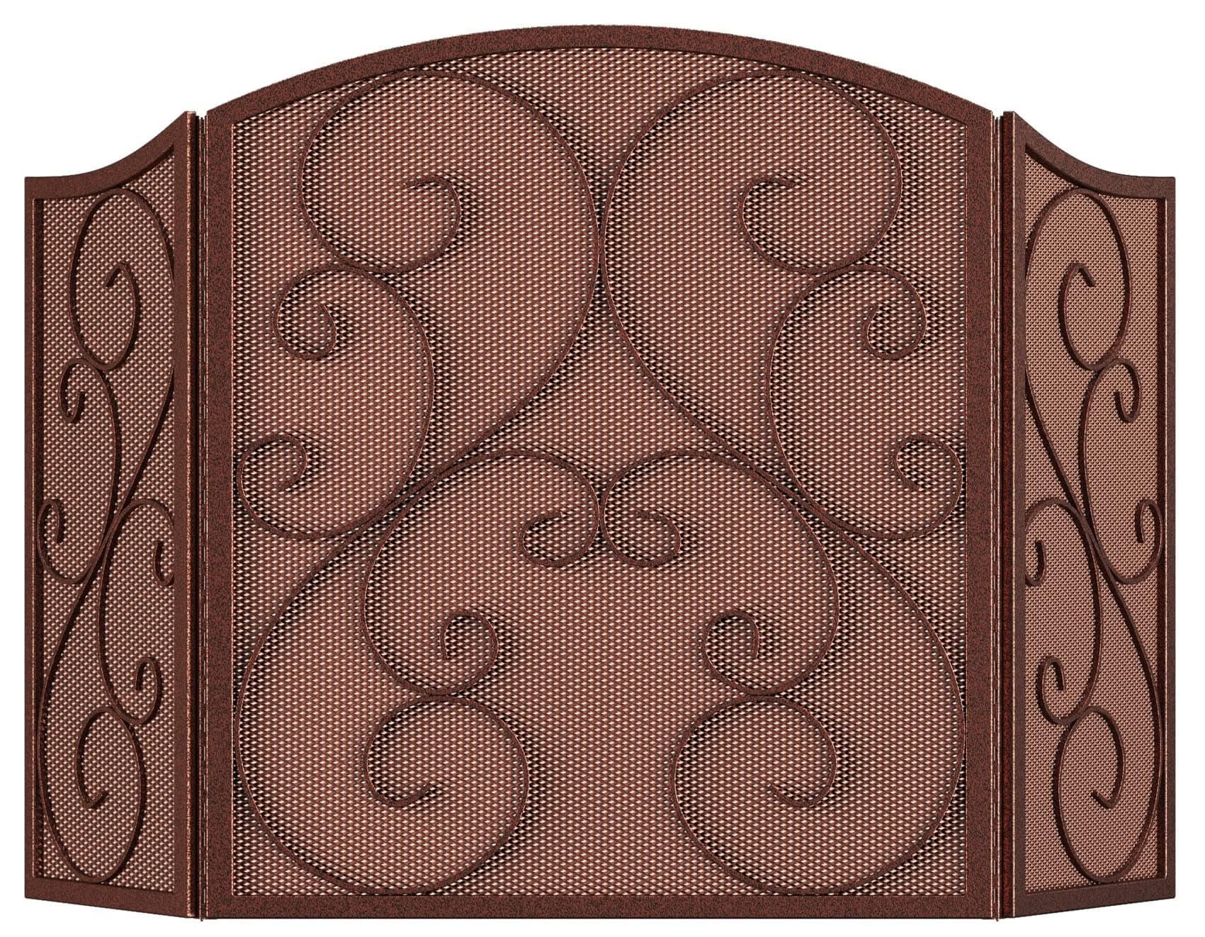 Fire Beauty Fireplace Screen 3 Panel Wrought Iron Metal 48"(L) x30(H) Spark Guard Cover(Antique Bronze)