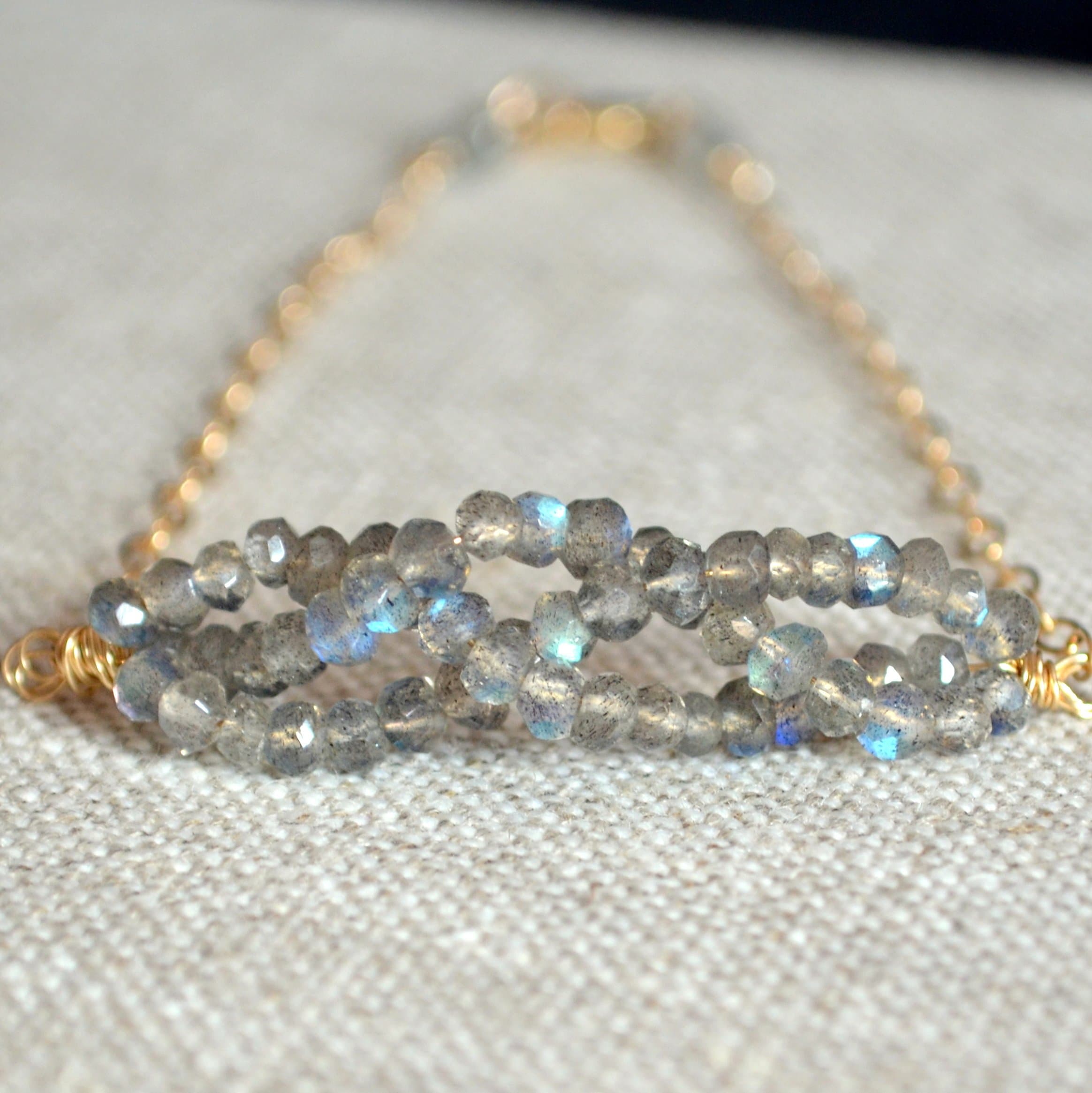 Labradorite Braided Bracelet in Gold