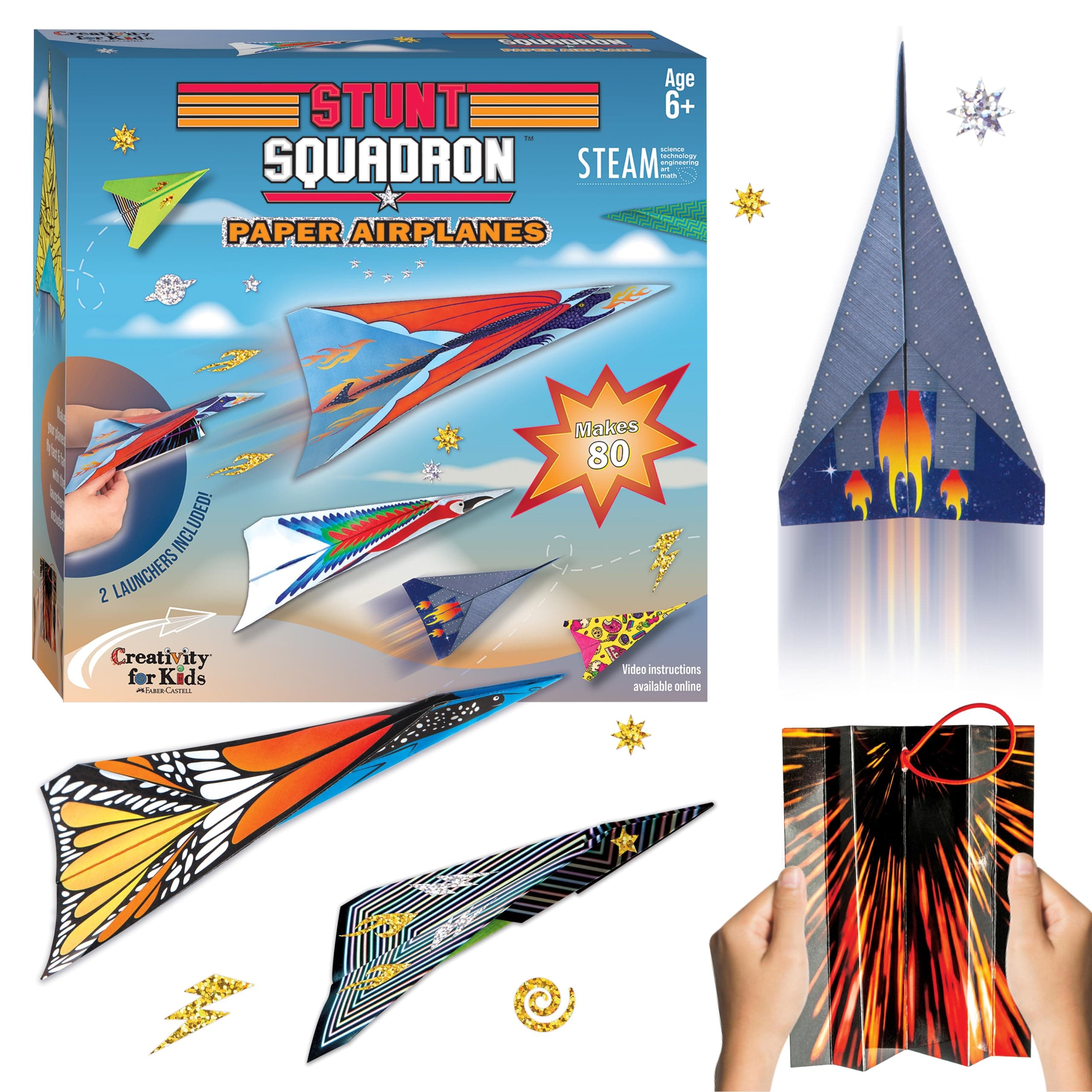 Stunt Squadron Fold & Launch Paper Airplanes: Create 80 Paper Airplanes, STEM Science Kit for Kids, Airplane Craft Kit for Kids, Gifts and Toys for Boys (Ages 6+)