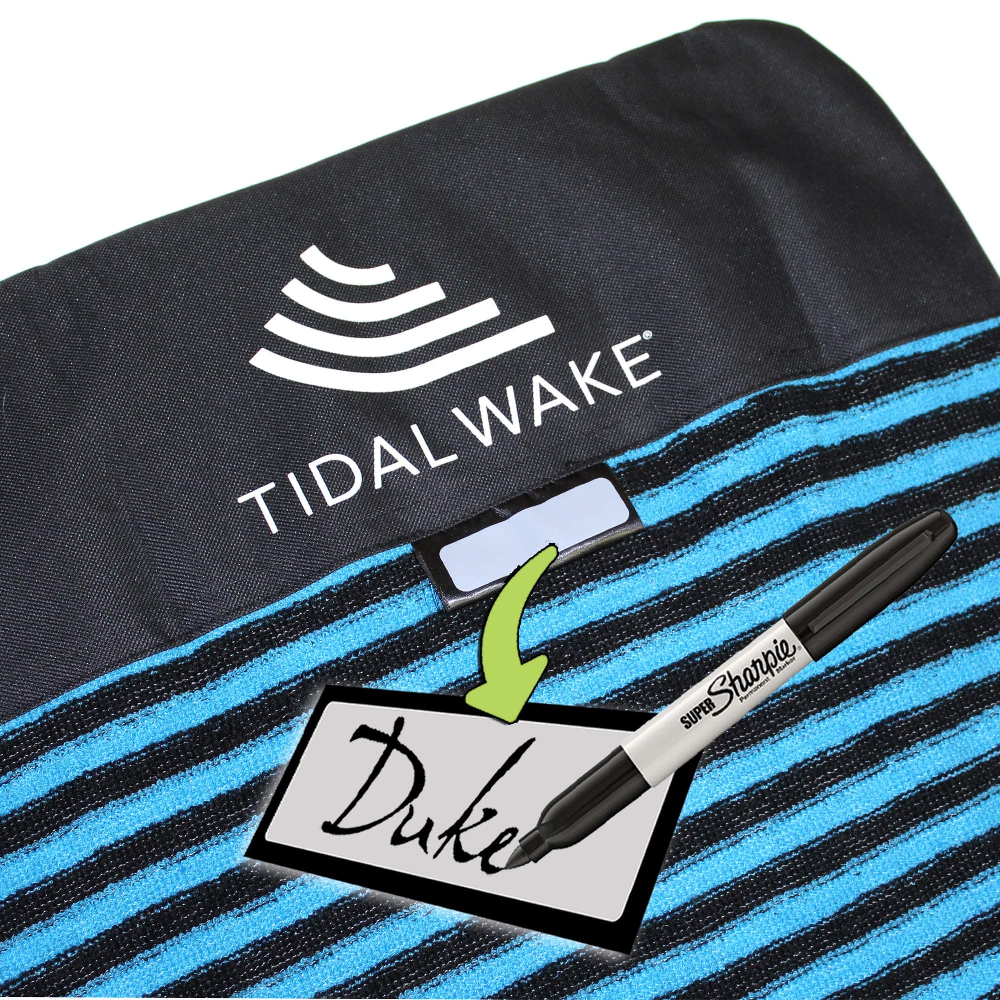 Tidal Wake TAG-IT Surf & Wake Board Socks, SNUB NOSE STYLE, Built-In Tag to Personalize with Your Name, 58" Long, 21" Wide