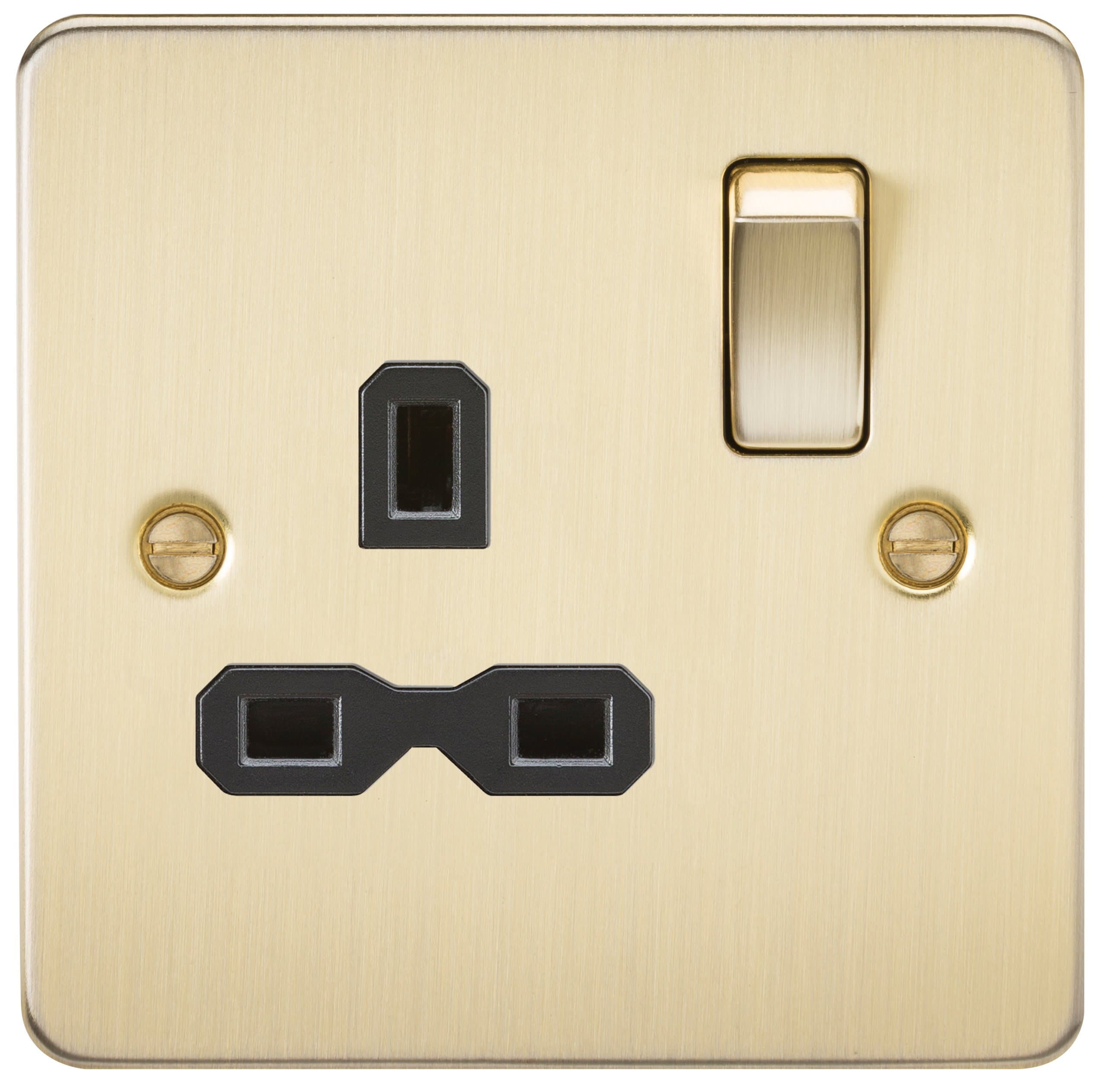 Knightsbridge FP7000BB Brushed Brass Flat Plate 13 A 1G DP Switched Socket, 230 V