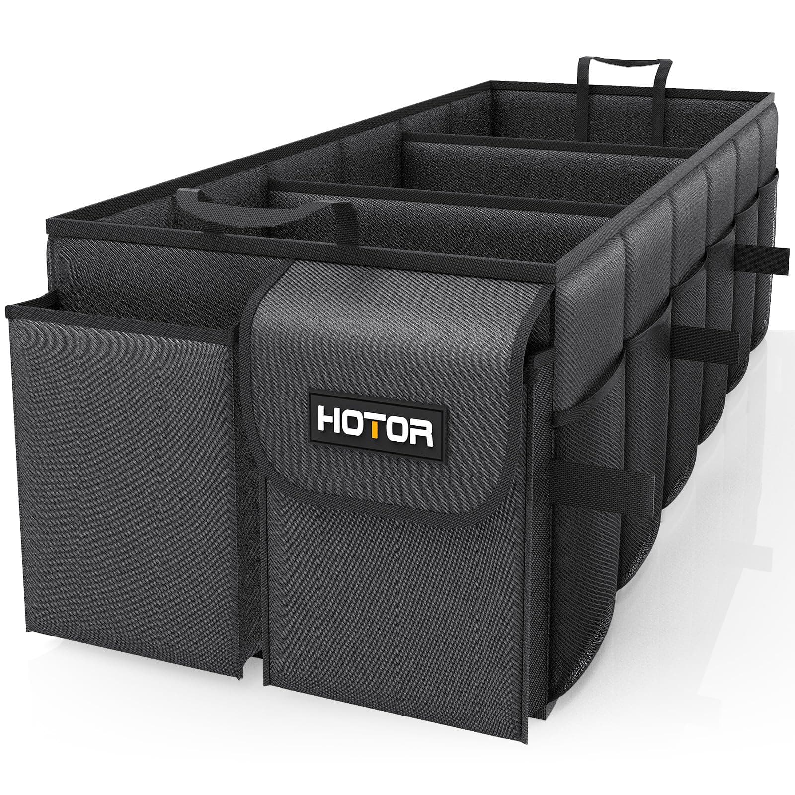 HOTOR Trunk Organizer for Car - Car Organizer, Foldable Trunk organizer for SUVs & Sedans, Sturdy Organization for Car Accessories, Tools, Sundries, Black, 3 Compartments, 31.9"×12.6"×10.6"
