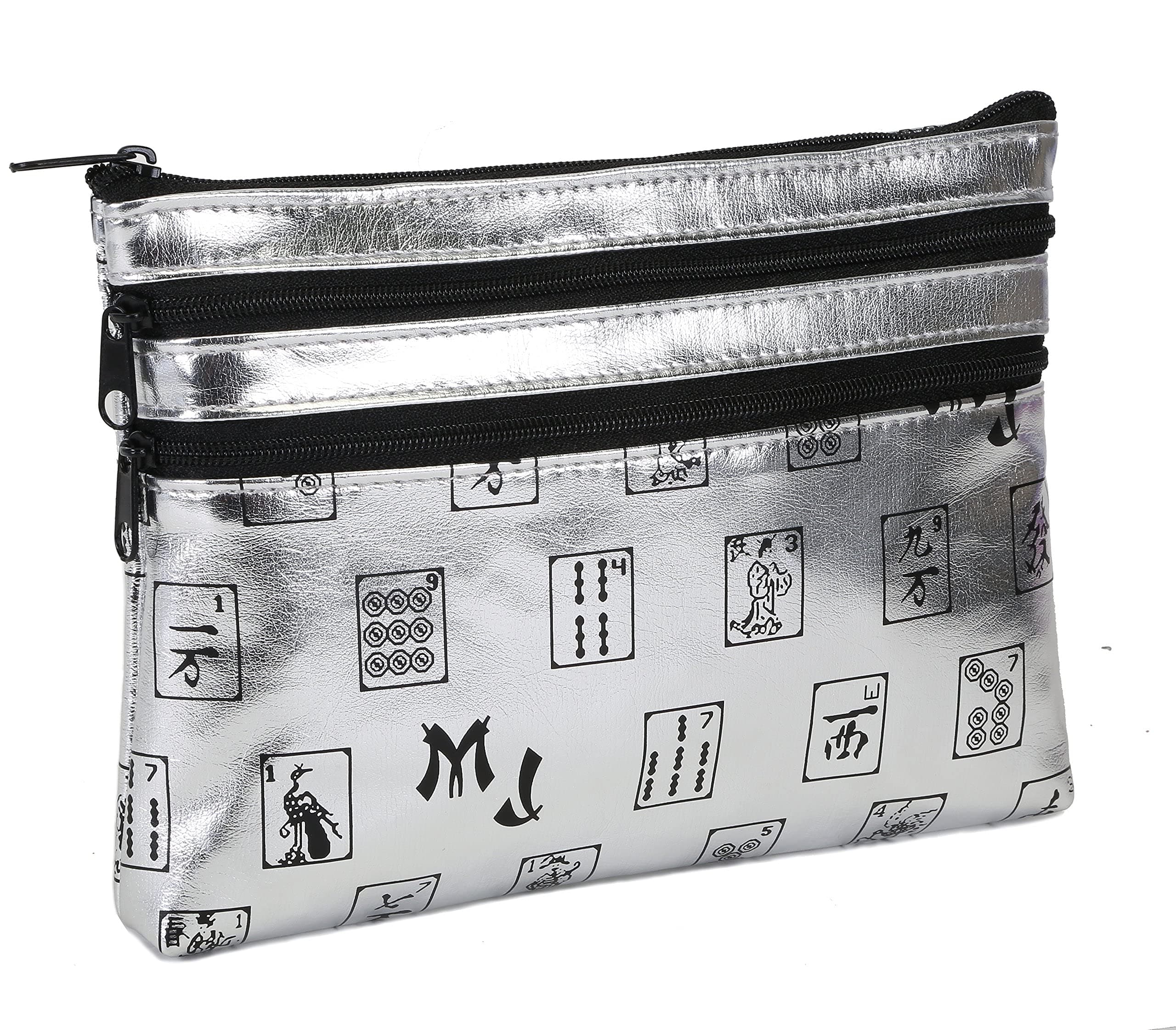 Silver Pattern 3-Zipper Purse, holds 2023 card, easy to clean, designer style