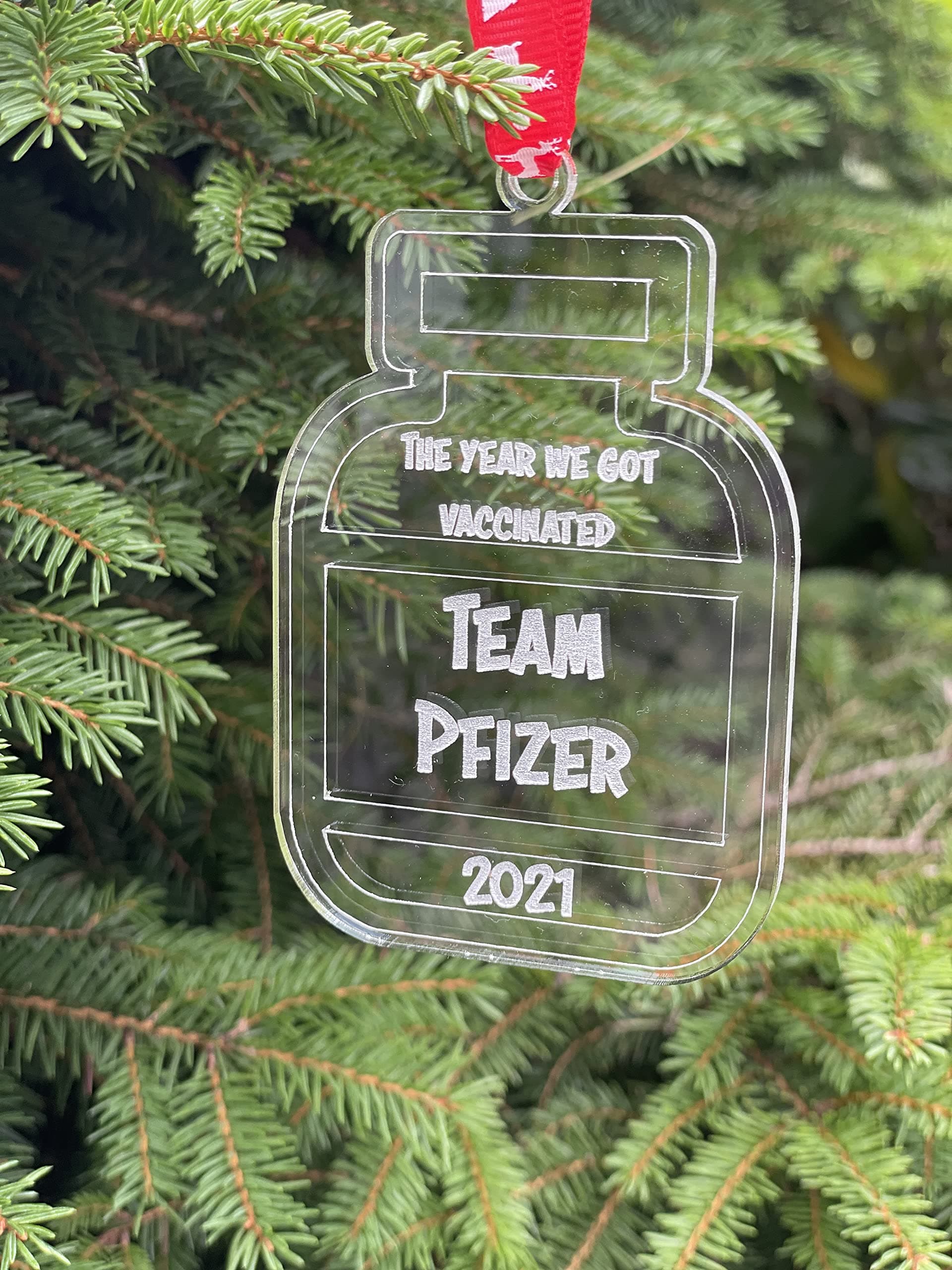 Acrylic 2021 Vaccination Ornament Team Pfizer