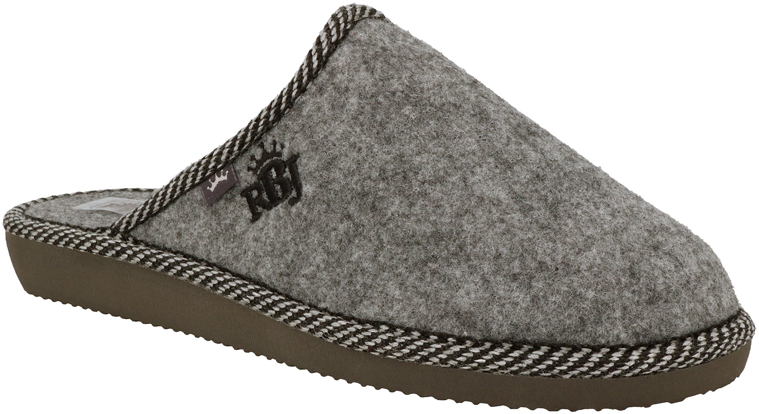 Women’s Wool Felt Slippers with Wool Lining and Rubber Sole - in a Gift Box (Optional). (8 UK+Gift Box, Grey/Felt)