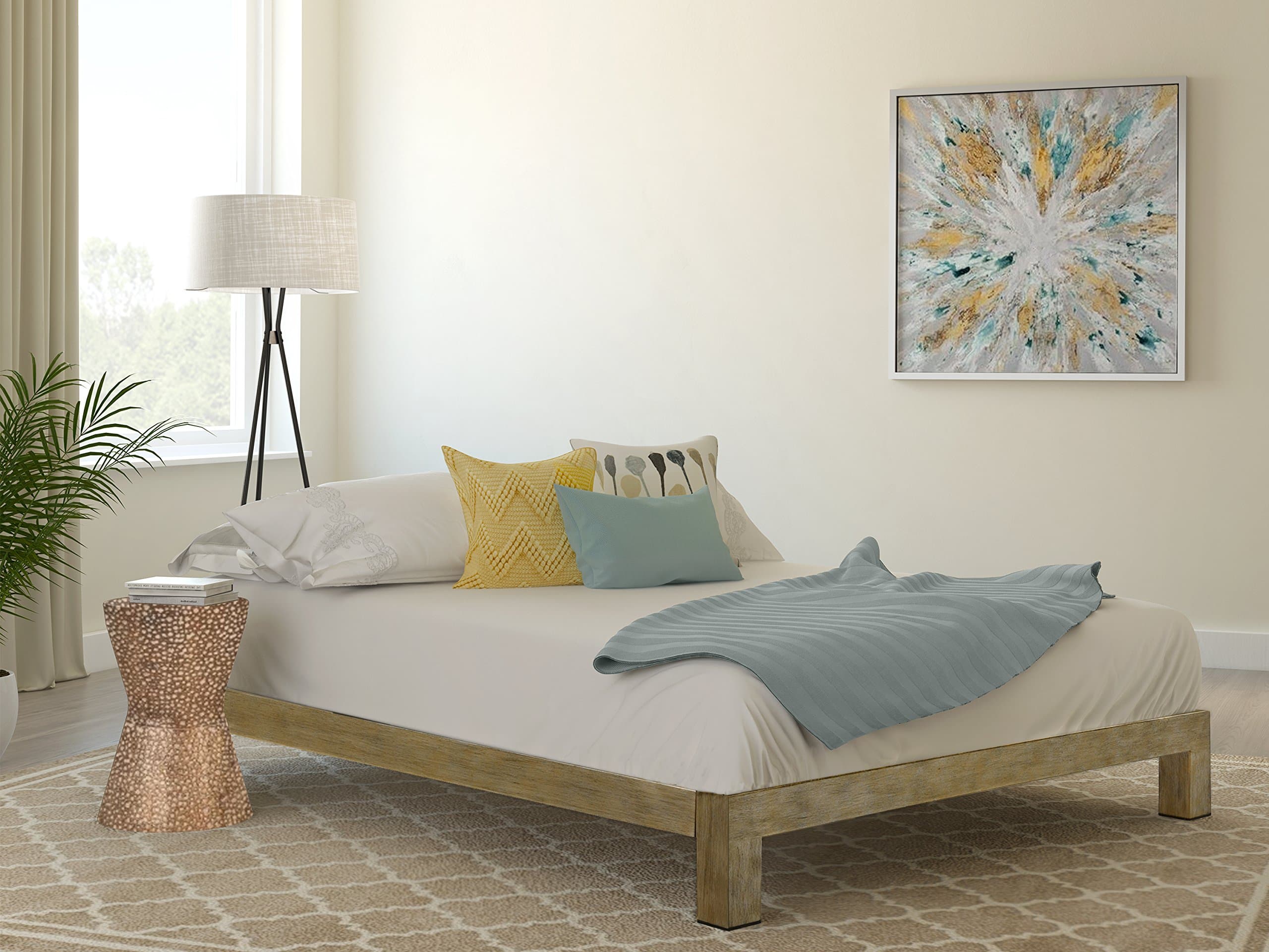 Stella Modern Metal Low Profile Thick Slats Support Platform Bed Frame - Twin Size, Gold