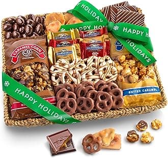 A Gift Inside Happy Holidays Chocolate Caramel and Crunch Grand Basket