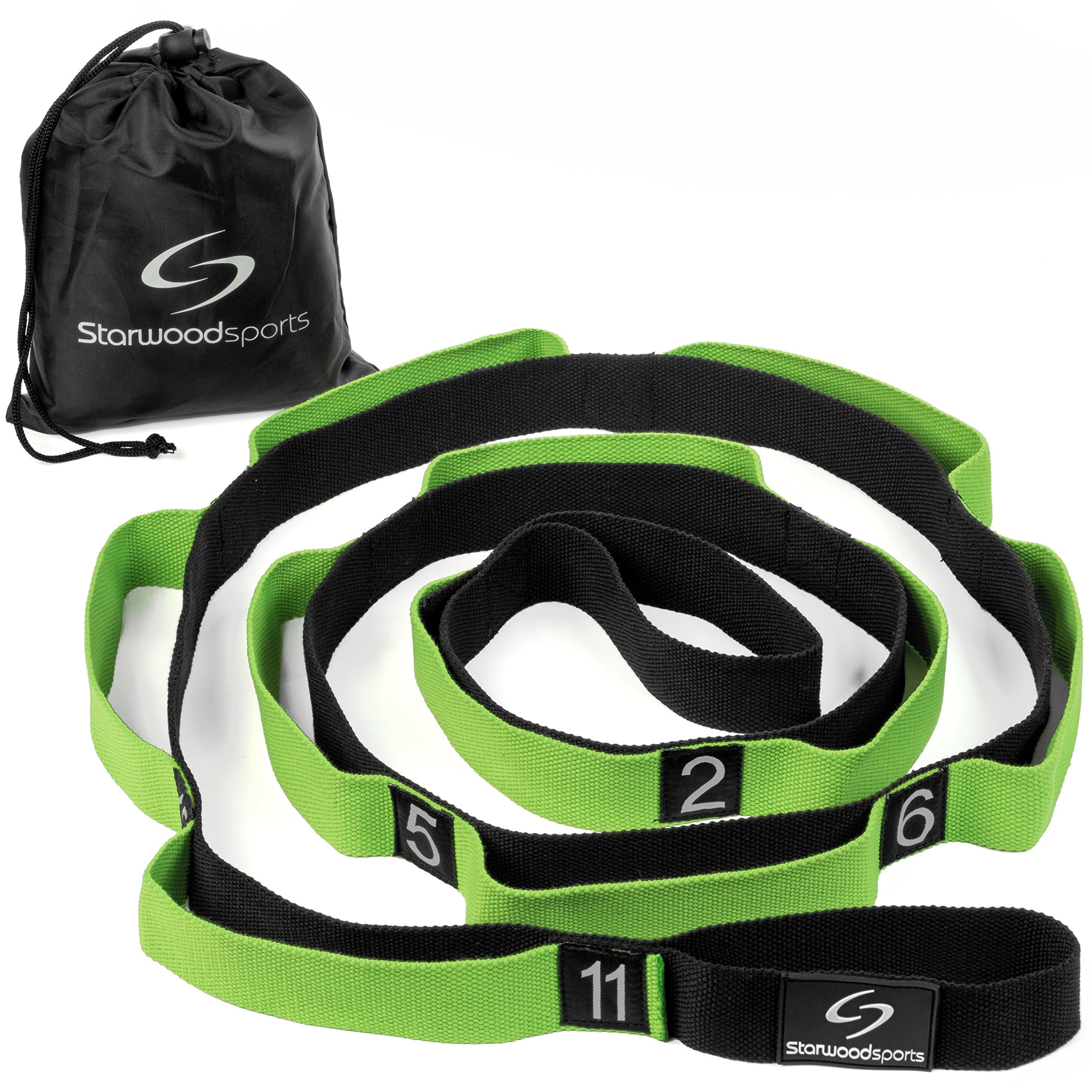 Stretching Strap – Yoga Stretch Assist Strap with 11 Numbered Loops - Includes Exercise Guide – Improve Flexibility for Dance, Gymnastics, Injury Rehab