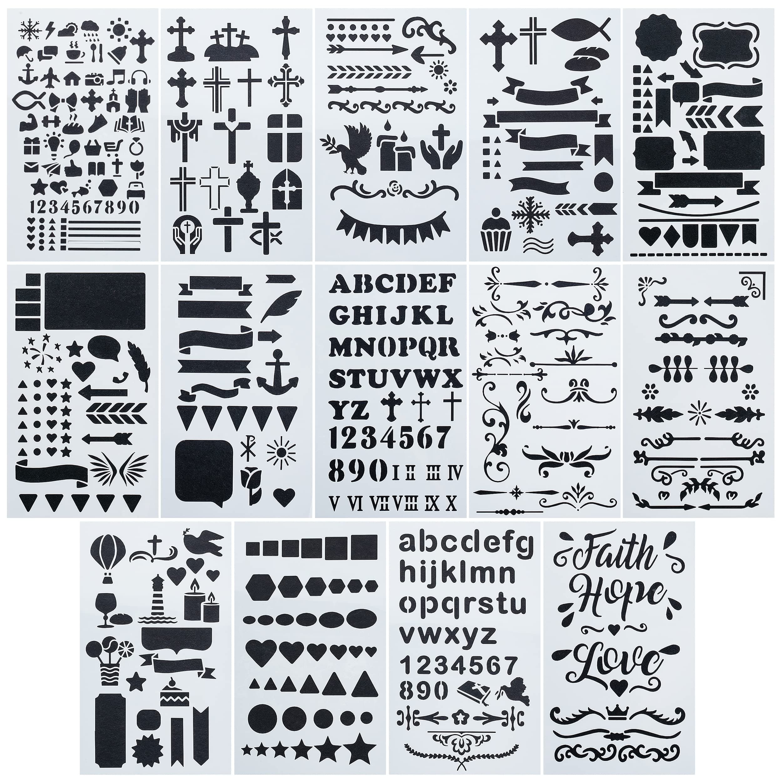 Mr. Pen- Bible Journaling Stencil Set, 4.2 x 7 Inch, 14 Sheets, Plastic Stencils for Planners and Journals