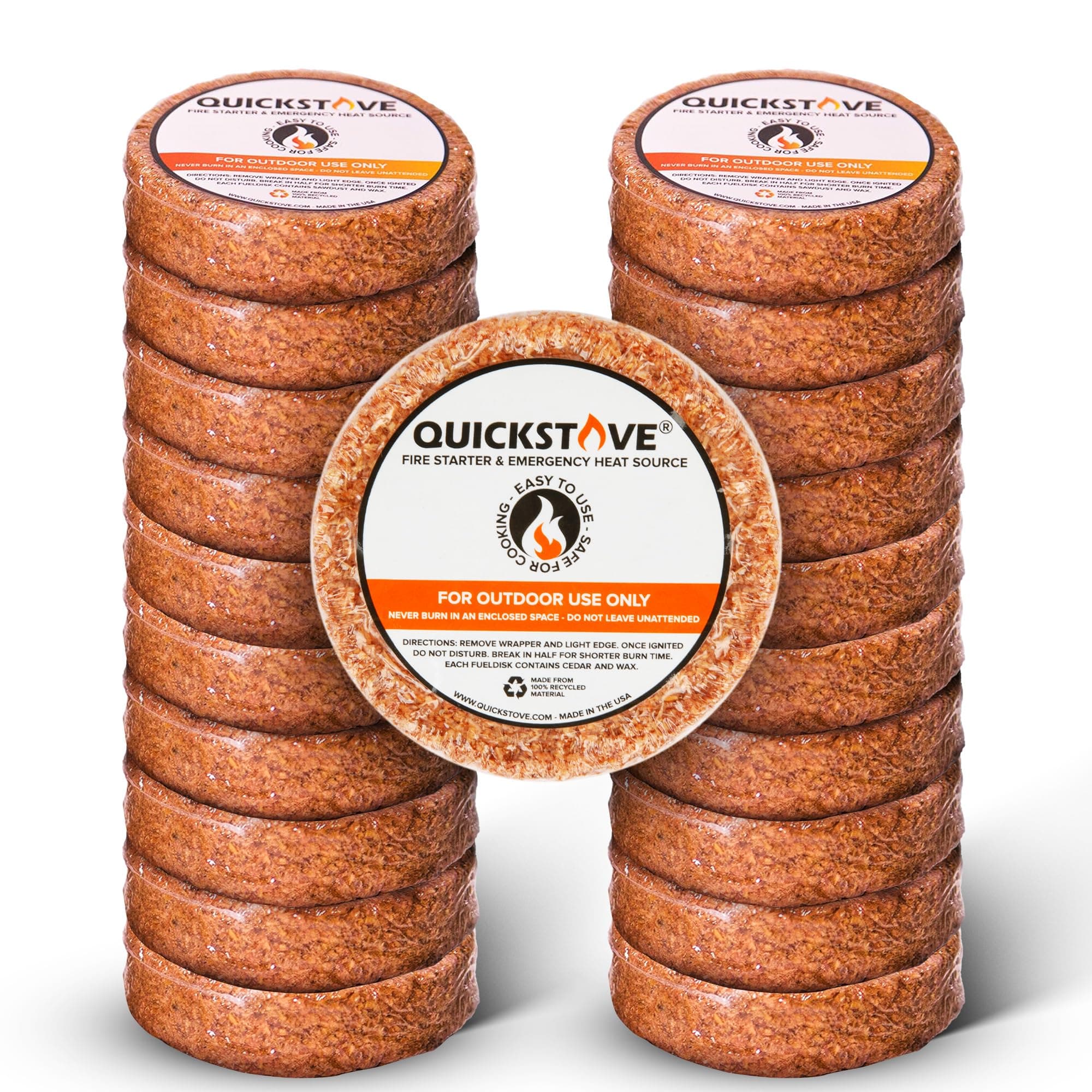 Fire Starters (20 Pack) – Waterproof Emergency Fuel Disks for Camping Essentials, Wood Stove, Fireplace, Fire Pit, Survival Kit, Campfire & Outdoor Accessories