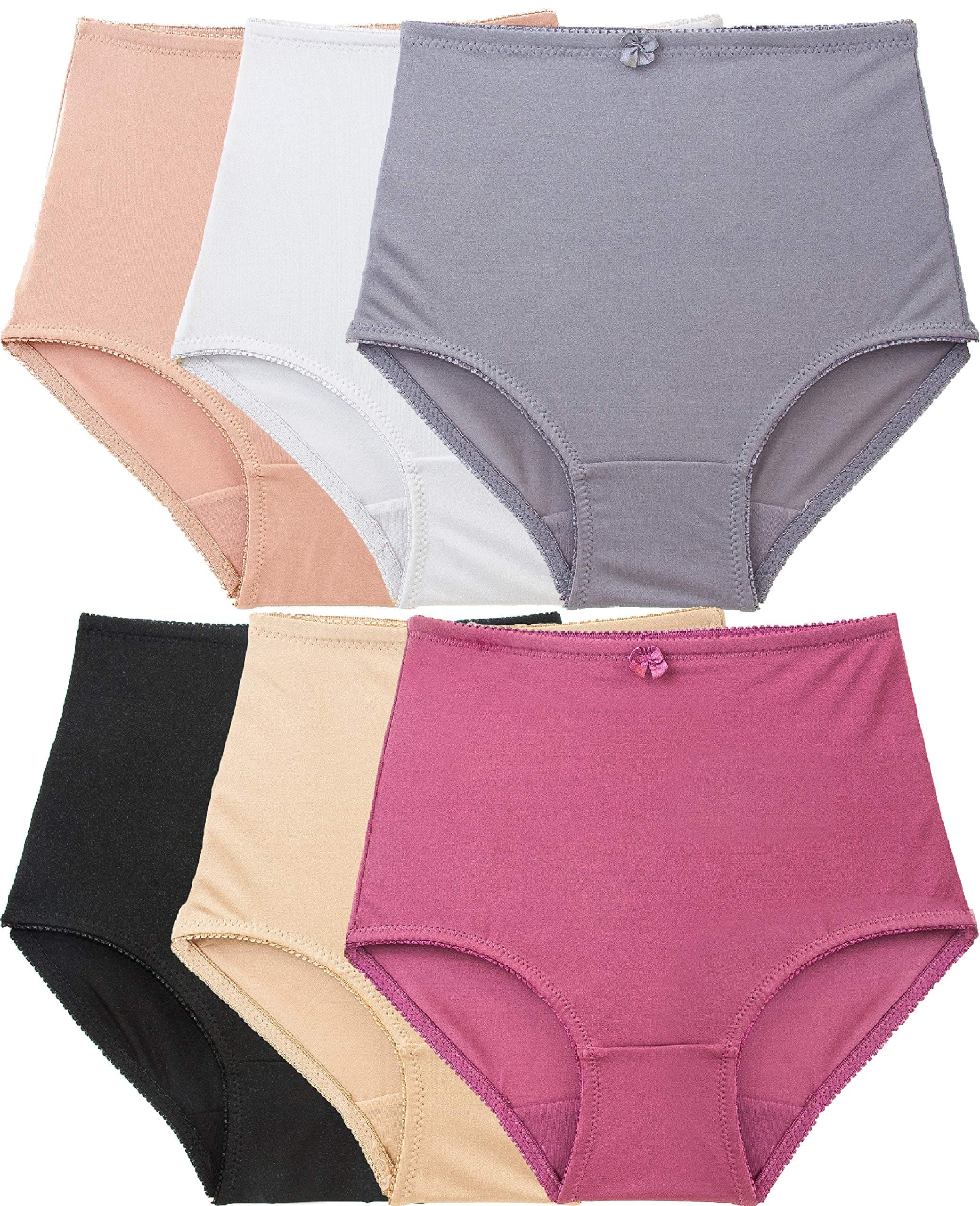 High Waisted Light Control Satin Full Coverage Women's Brief Panties
