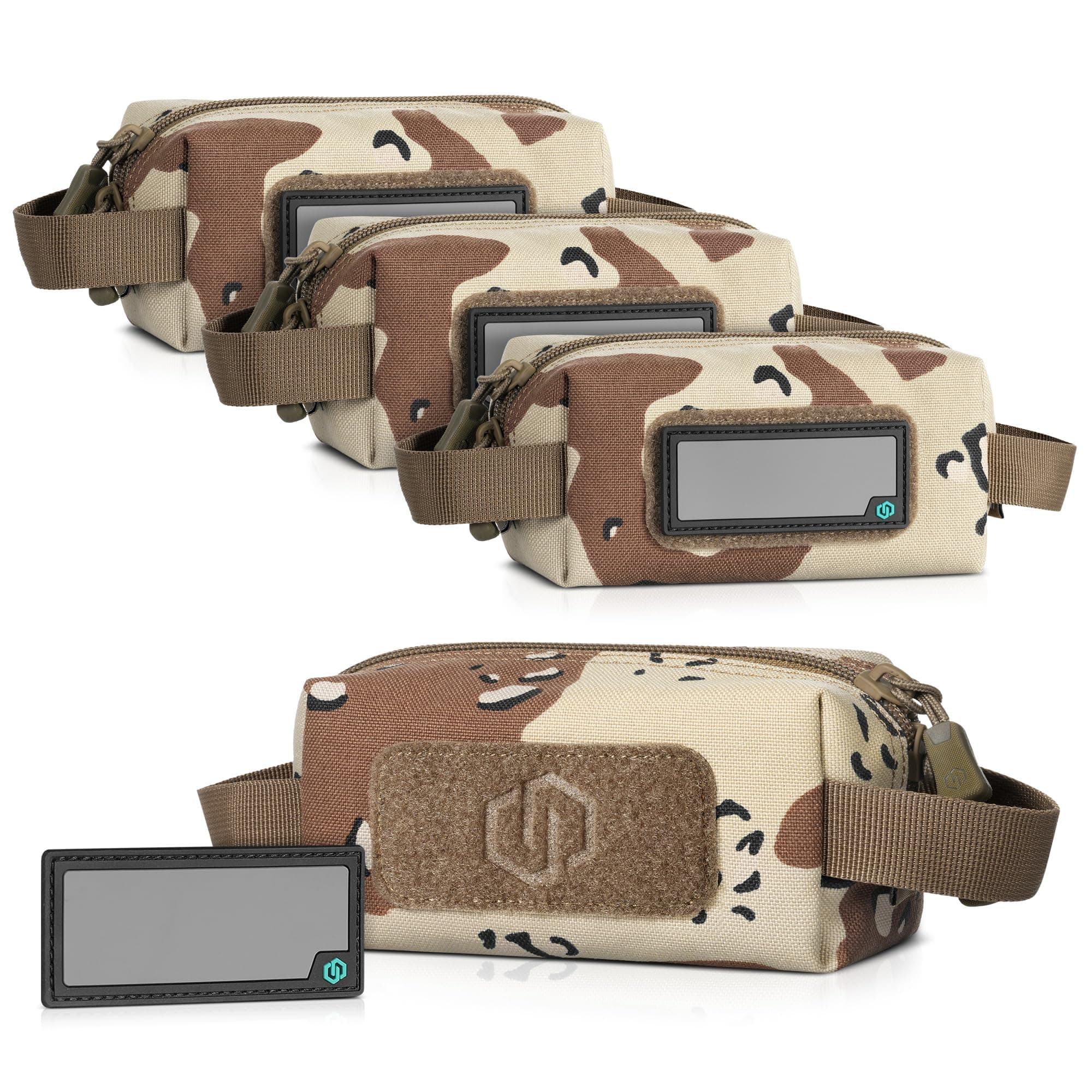 Savior Equipment Loose Sacs 4-Pack Tactical Ammo Pouch Firearm Ammunition Carrier Bag, ID Patches Included, Rifle Carbine Pistol Revolver Ammos Transportation Soft Case Hunting Shooting Range Gear