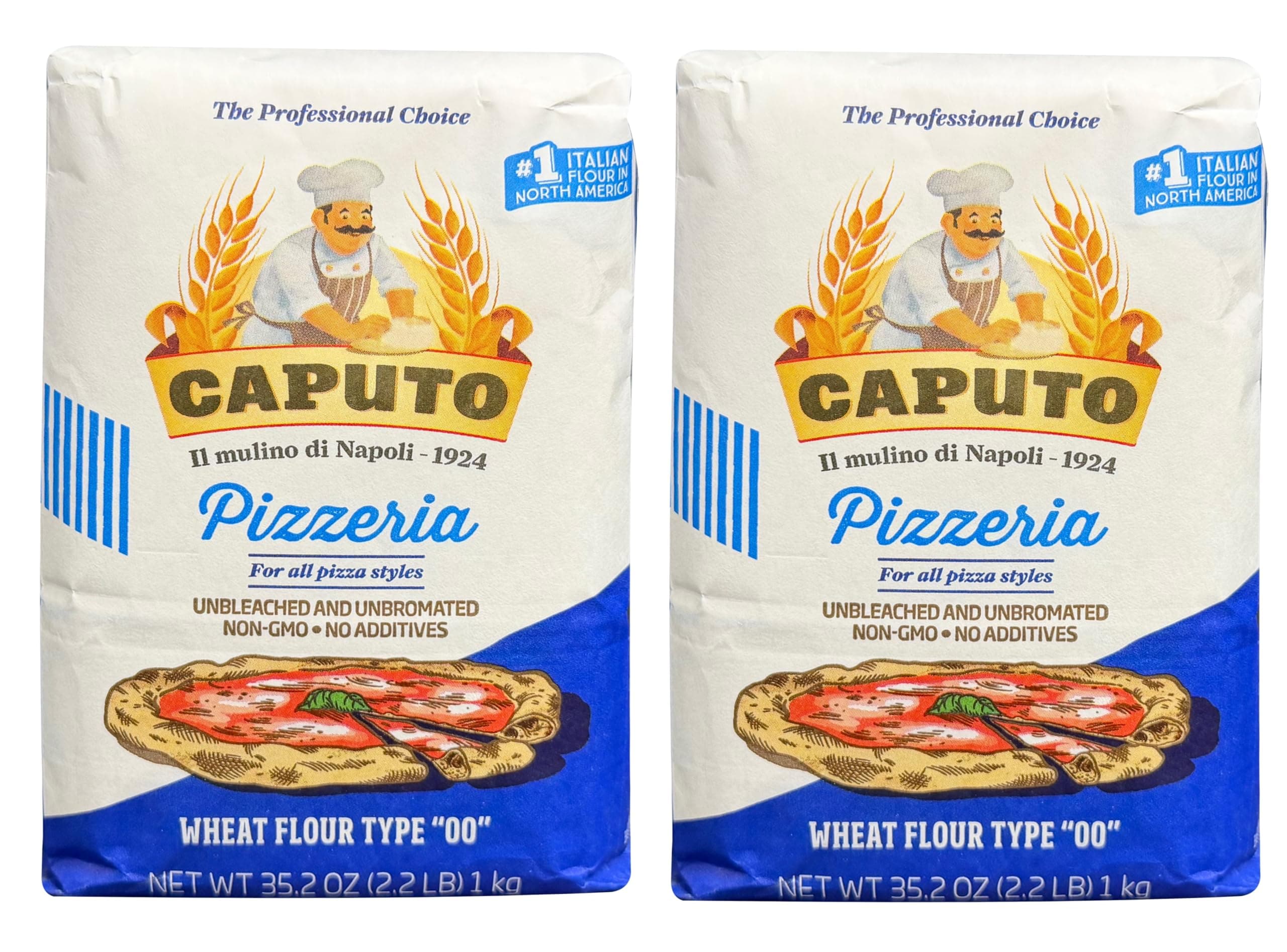 Antimo Caputo Pizzeria 00 Flour (Blue) 2.2 LB - Pack of 2 (Total 4.4 LBS)