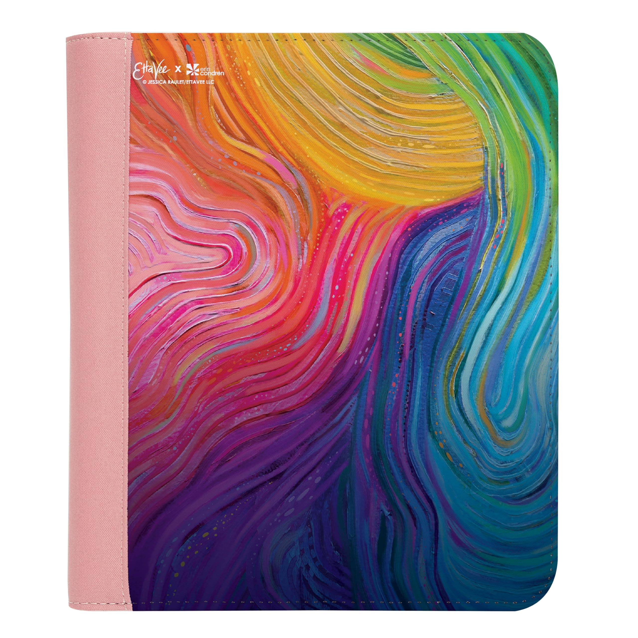 Erin Condren7x9 Planner Folio - Dusty Rose Folio With Evolve Classic Colorful Design | Portable Organization System For Planners, Notebooks, or Journals - Sturdy Zip Closure