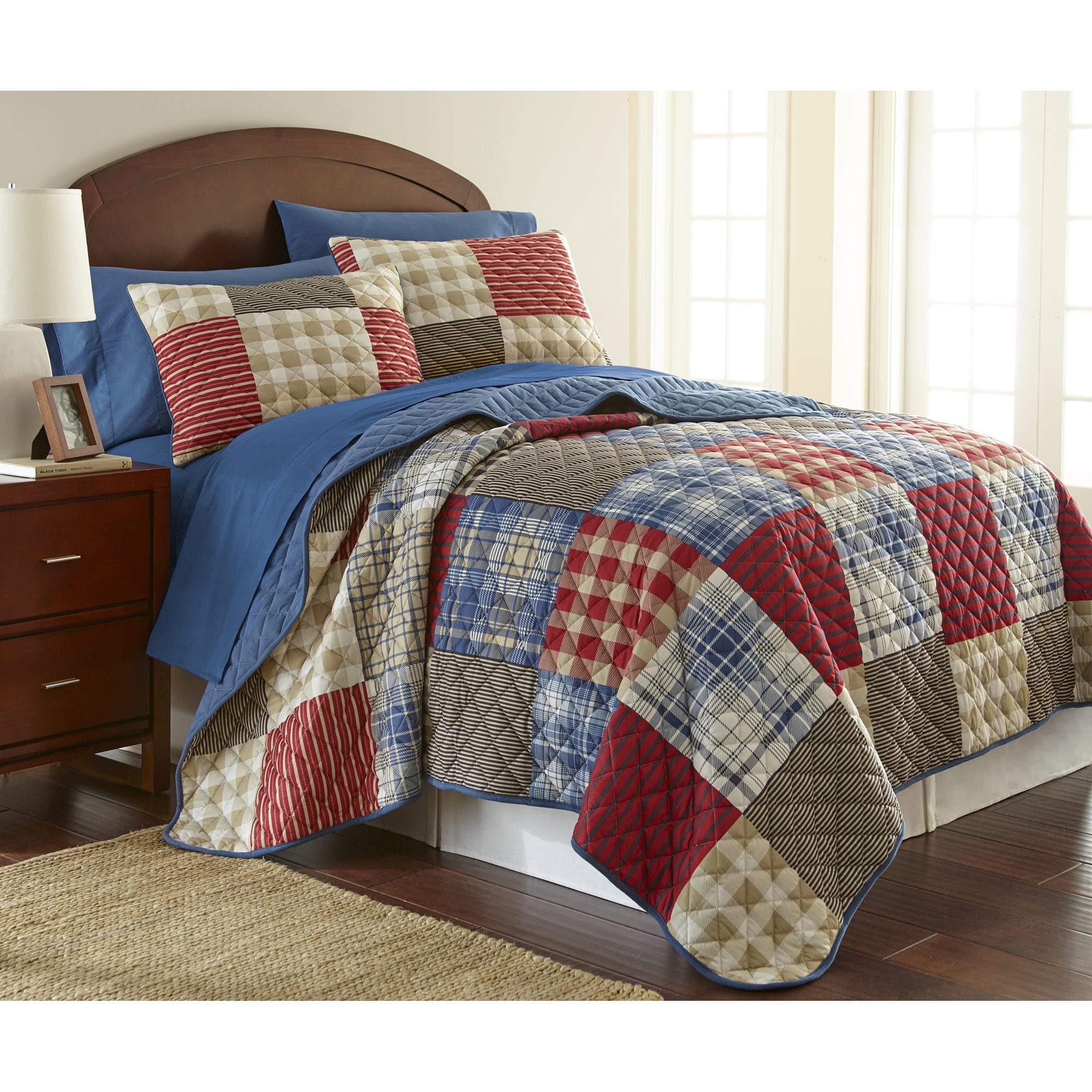Shavel Home Products Bedding Micro Flannel Twin Berry Patch Plaid Quilt Set