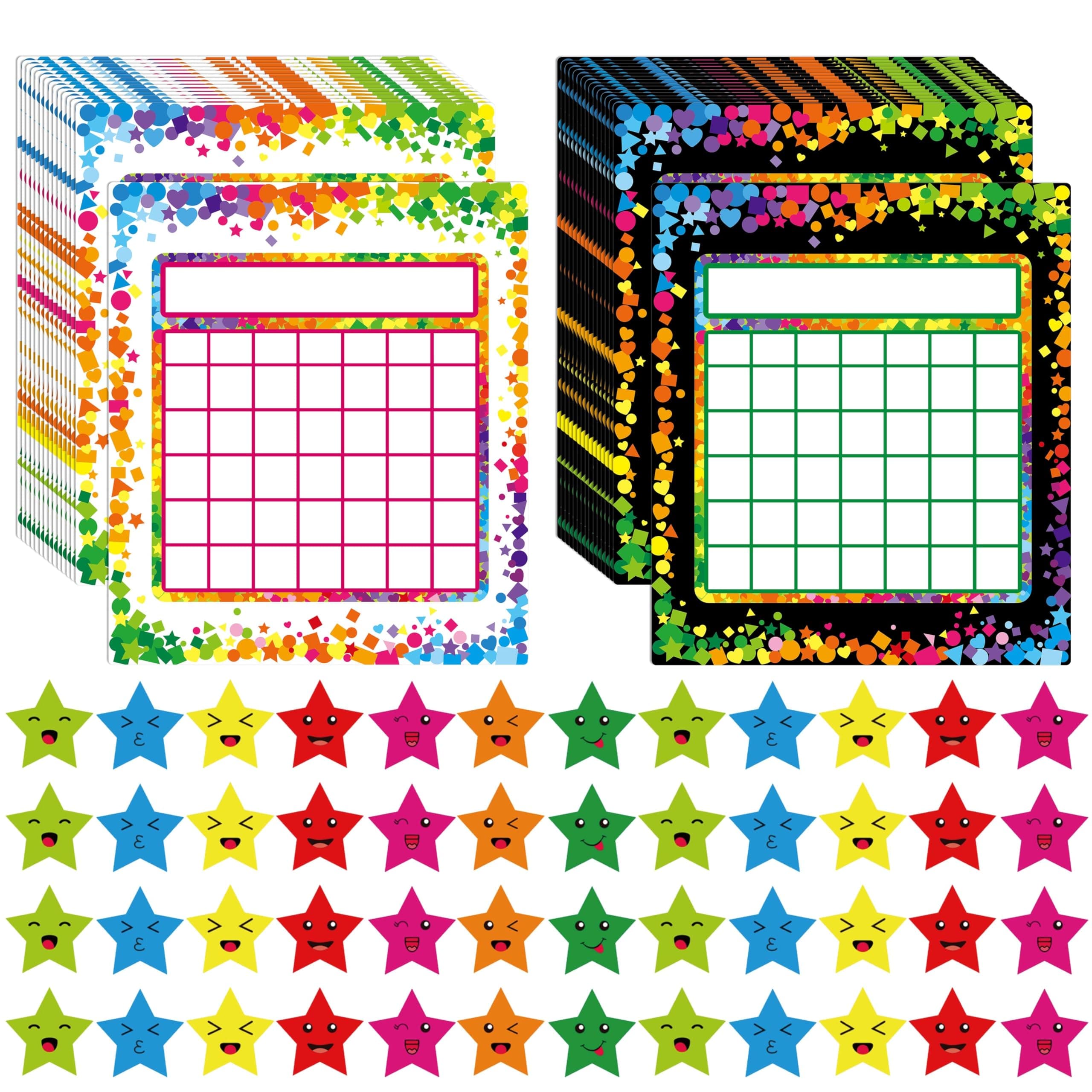SpriteGru 66 Pack Classroom Incentive Chart in 2 Designs with 2024 Star Stickers for Classroom Teaching or Family Using