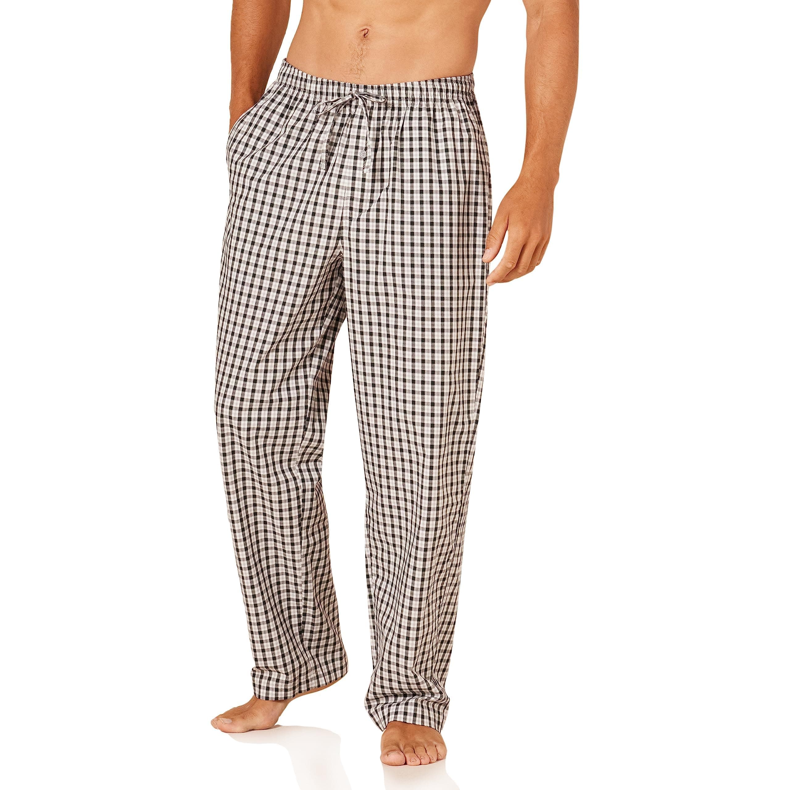Men's Cotton Poplin Straight-Fit Pajama Pants with Drawstring Elastic Waist