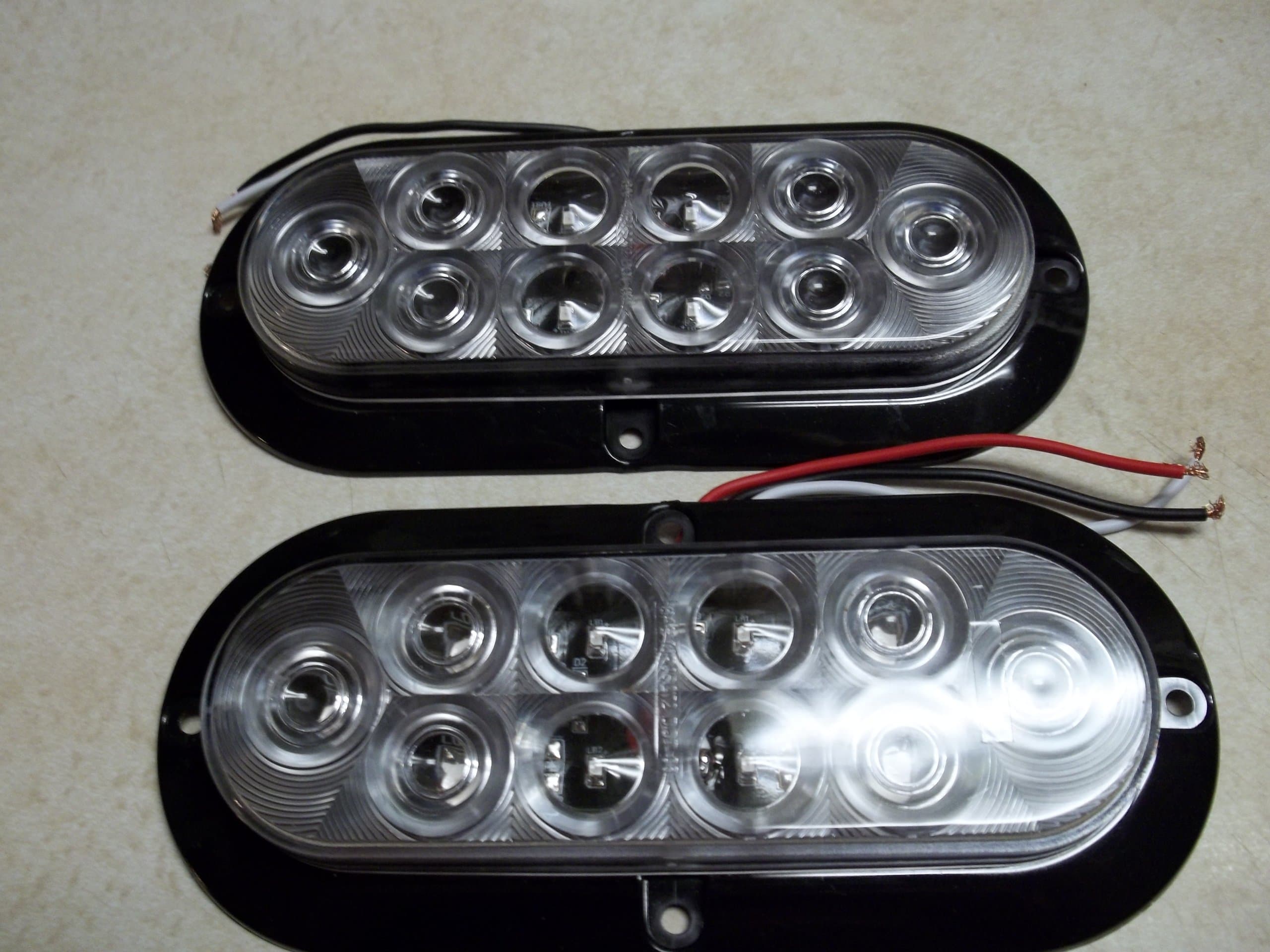 (1 pair) Trailer Clear / RED LED Stop Turn Tail Light 6" Oval Surface Mount Optronics ** FREE SHIPPING **