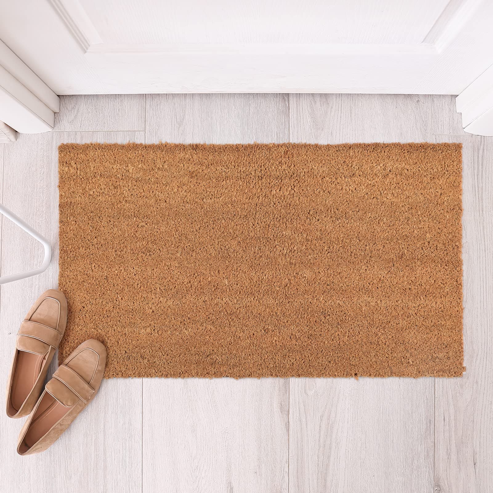 Coco Coir Door Mat with Heavy Duty Backing, SunKorto Thick Durable Funny Doormats for Indoor Outdoor Entrance, Front Porch Entryway Shoe Rug Floor Mats Home Décor, Easy to Clean, 30”x17”-Solid