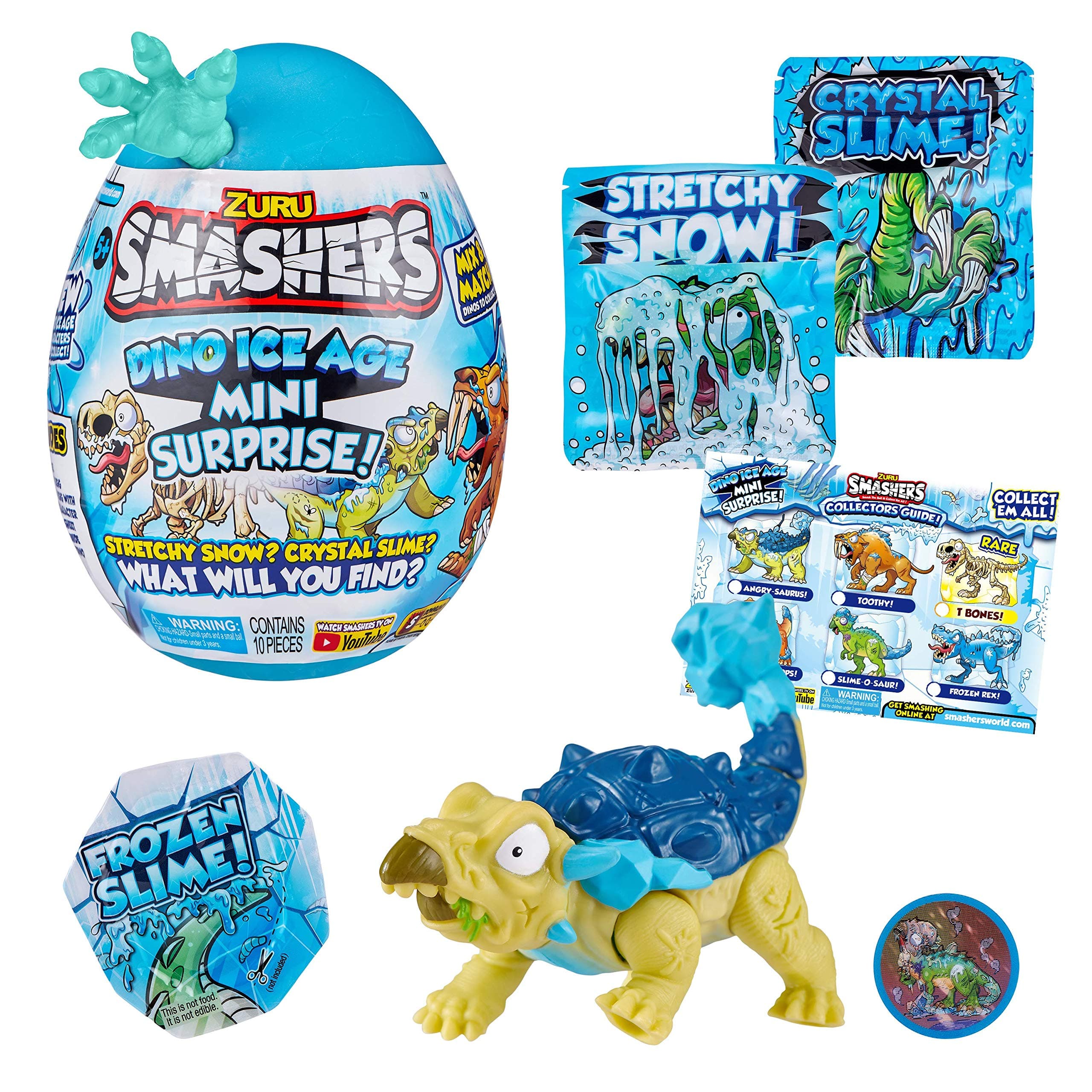 Zuru Smashers Dino Ice Age Mini Egg, Ice Age Dinosaur Ankylosaurus Egg with Many Surprises!