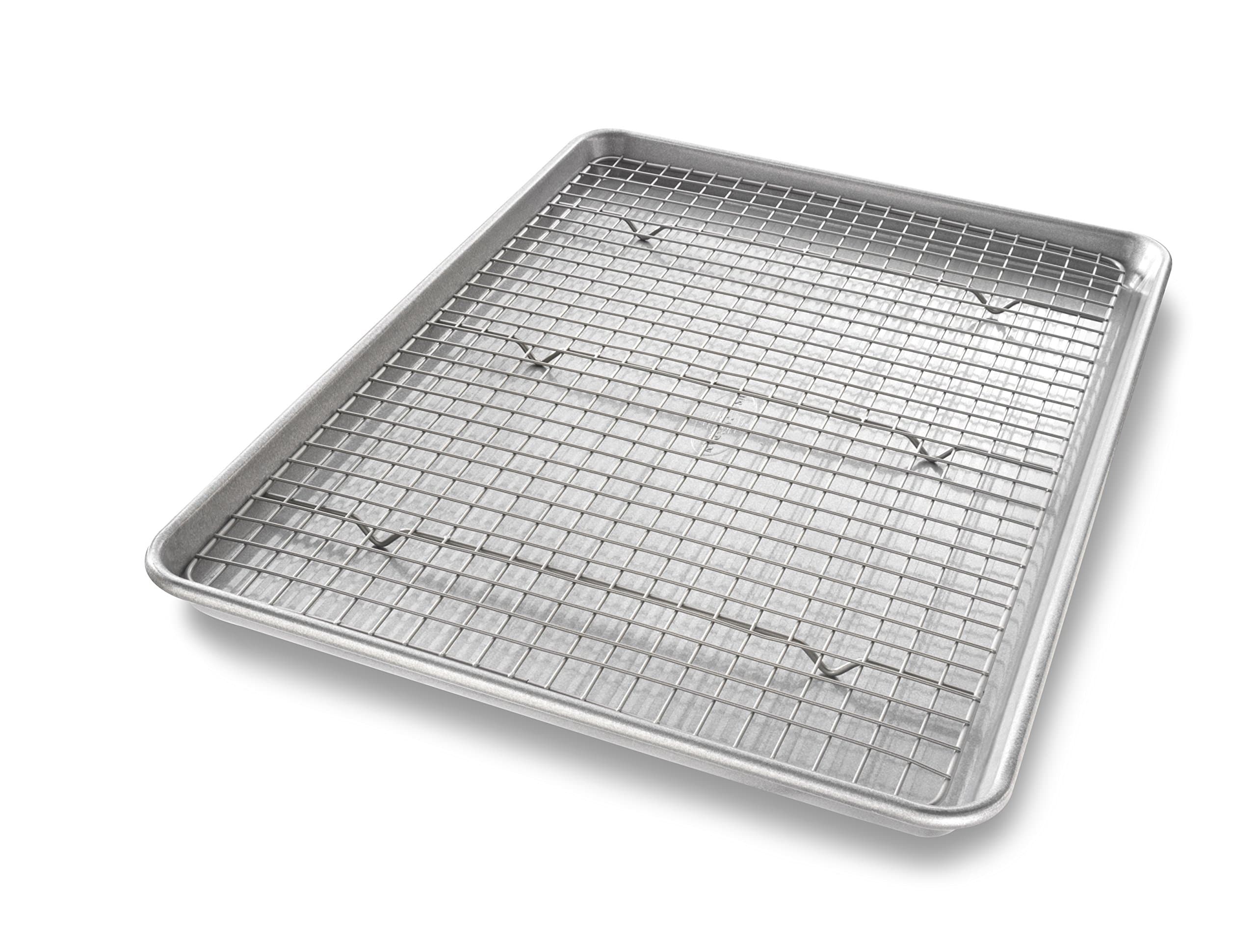 USA Pan 1606CR Half Sheet Baking Pan and Bakeable Nonstick Cooling Rack, Metal
