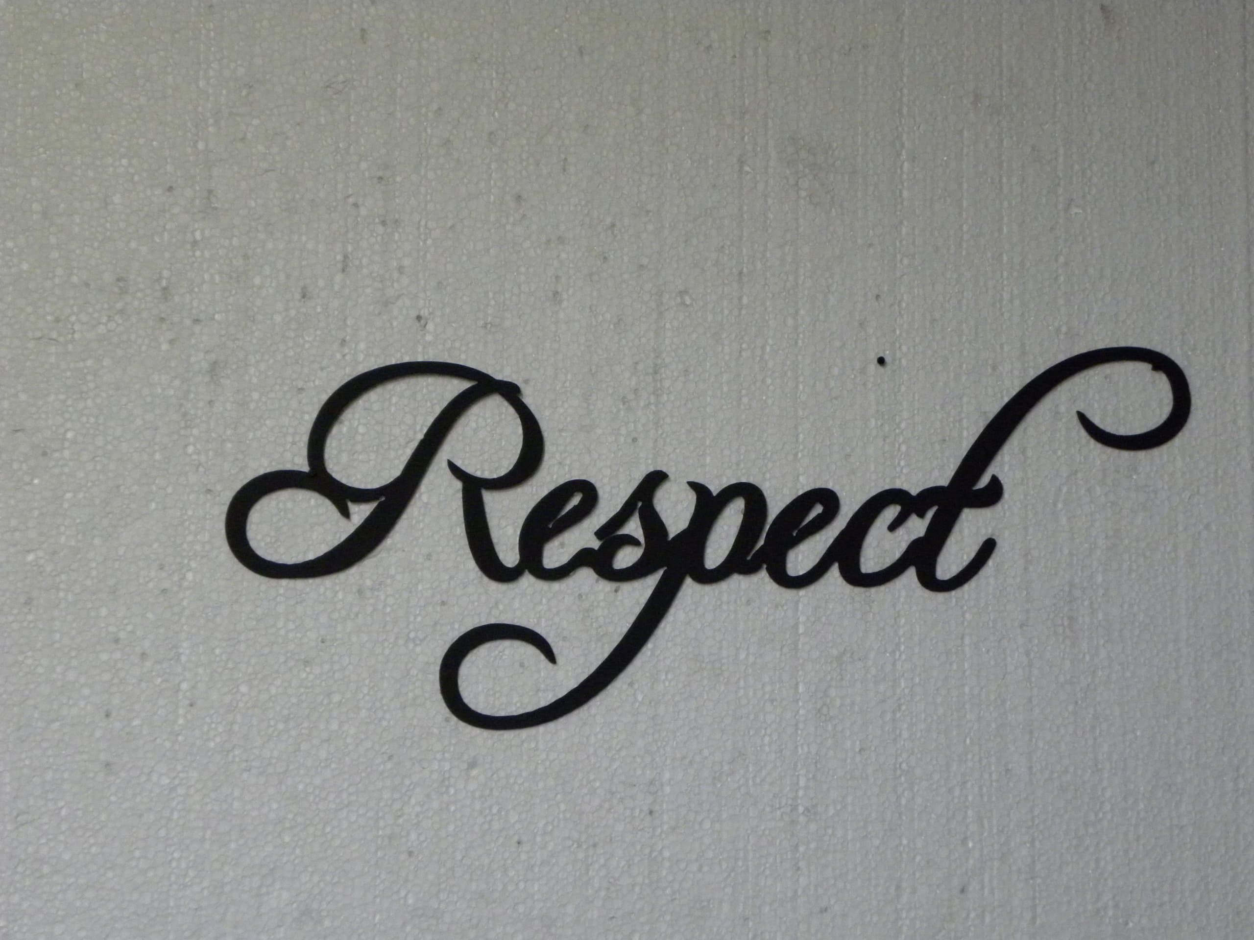 Respect Motivational Word Fancy Script Metal Wall Art