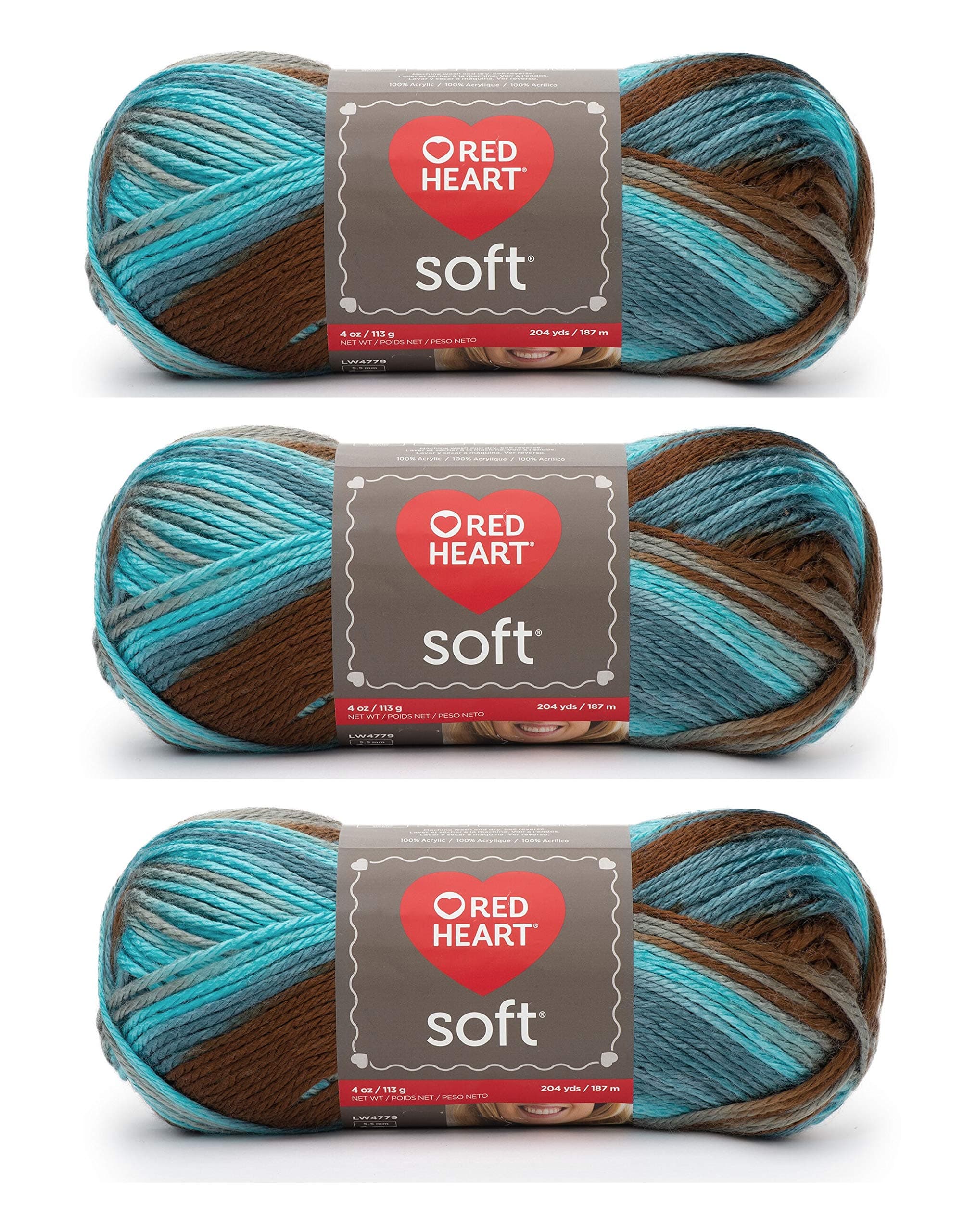 Red Heart Bulk BuySoft Yarn (3-Pack) Waterscape E728-9935