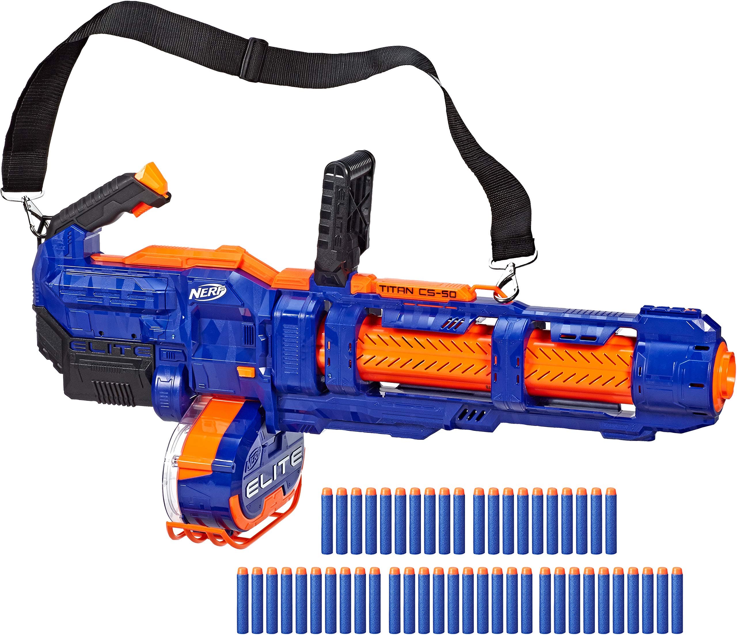 Nerf Elite Titan Cs-50 Toy Blaster -- Fully Motorized, 50-Dart Drum, 50 Official Elite Darts, Spinning Barrel -- For Kids, Teens, Adults
