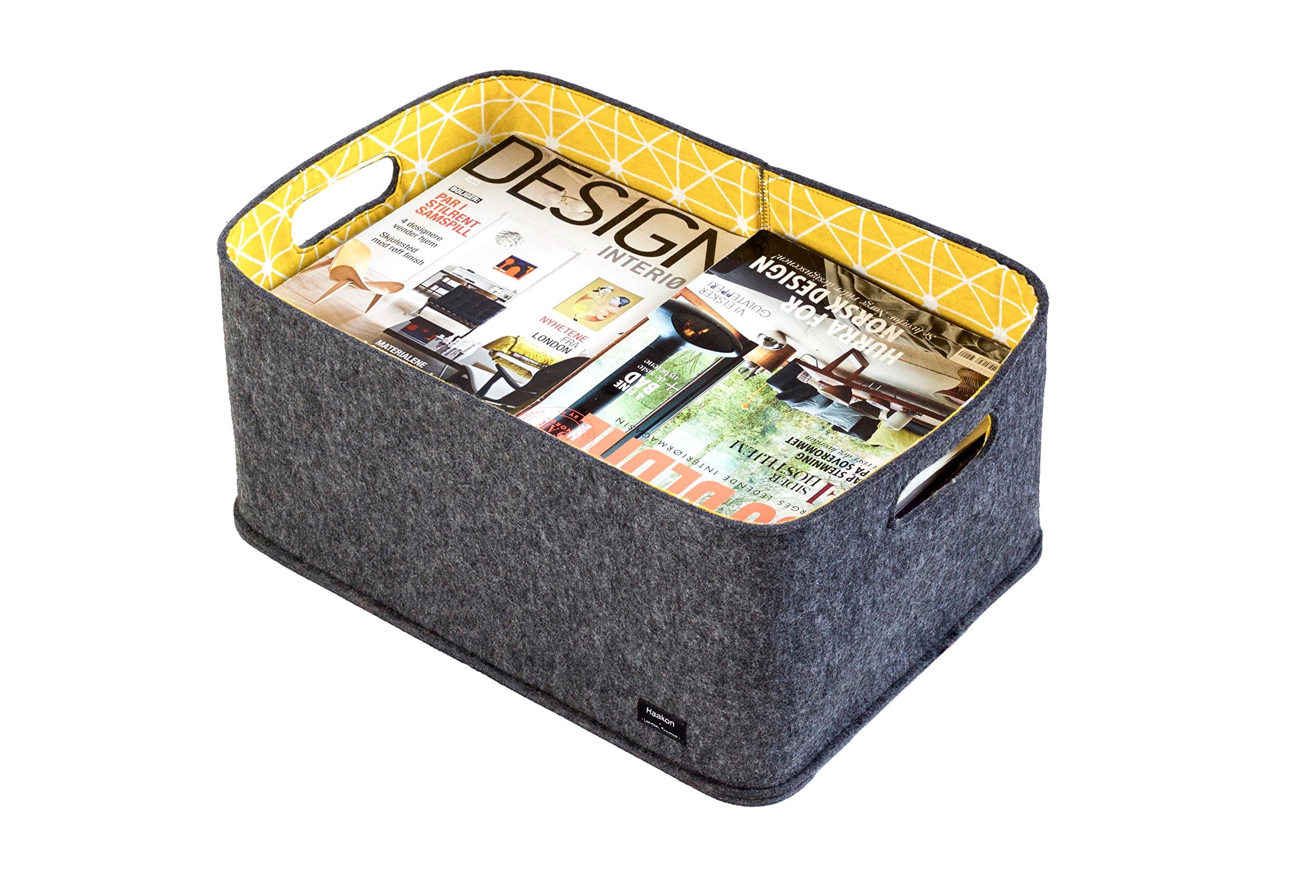 Haakon Felt Storage Basket, Large - Yellow Geometric