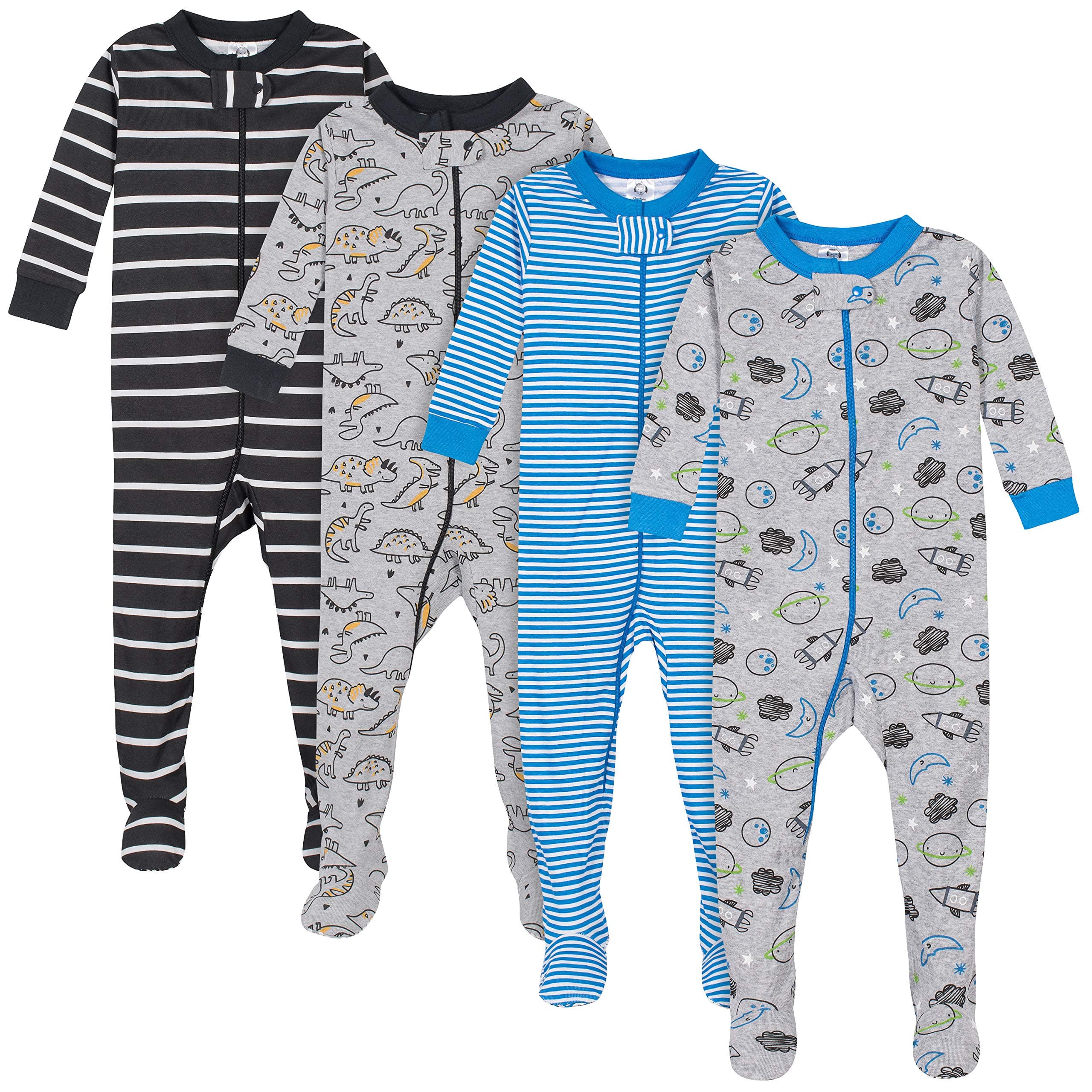 Gerber Baby Boys' 4-Pack Footed Pajamas